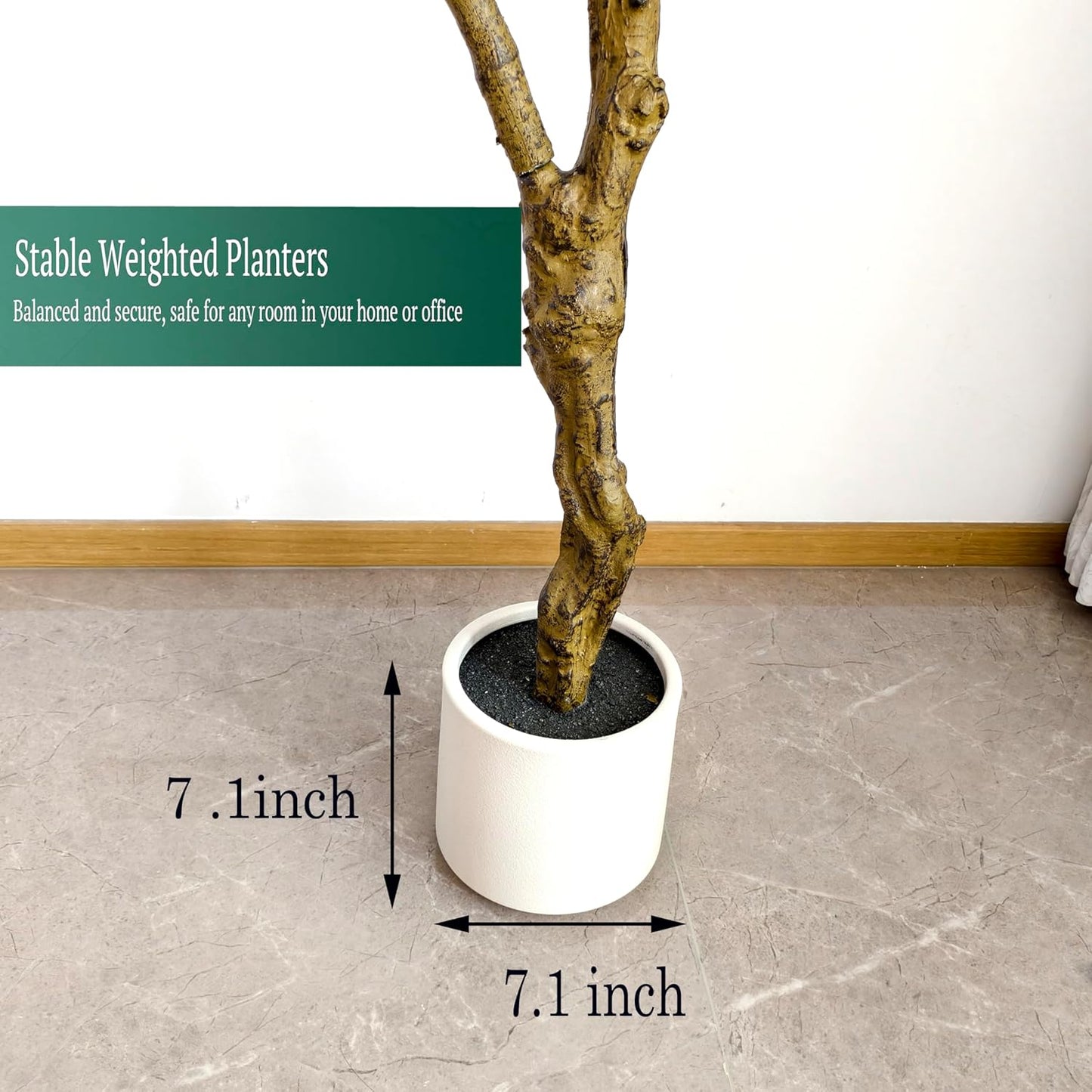 Artificial Olive Tree 7ft with Realistic Leaves, Dewdrops and Olives, Full and Grand Design Faux Tree with Sturdy Base for Indoor Outdoor Office Decor (Without Dewdrops)