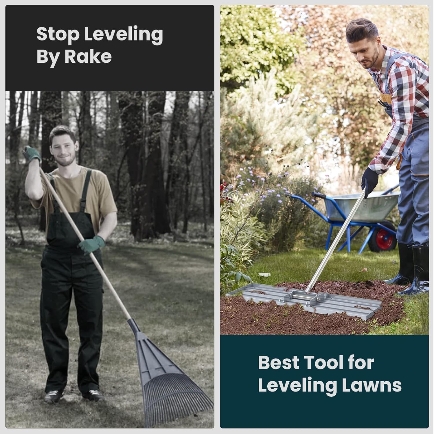 Lawn Leveling Rake 30x10 inch, (Professional-Grade) Lawn Leveler Tool 
