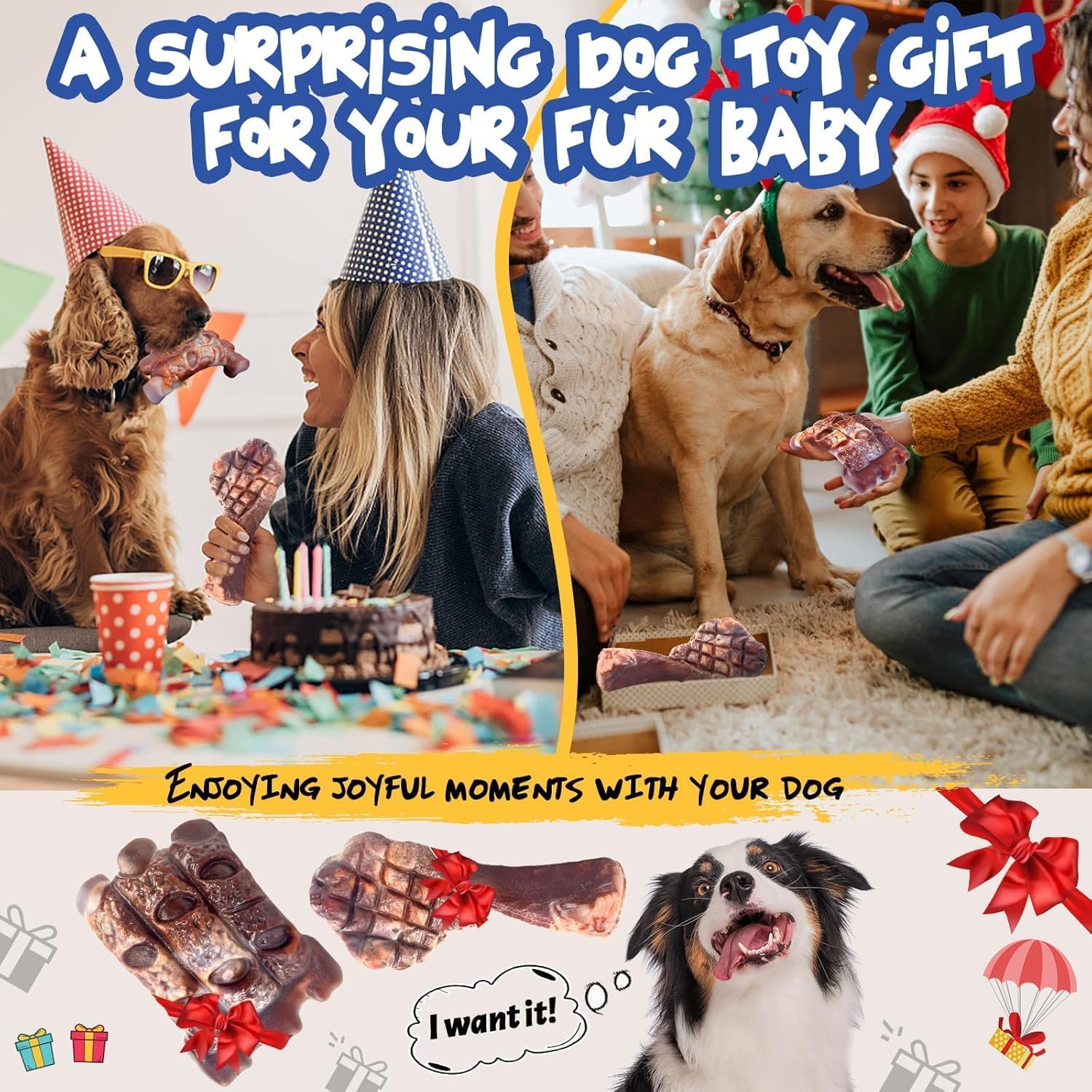 Dog Chew Toys for Aggressive Chewers：2 Pack Indestructible Dog Toy for
