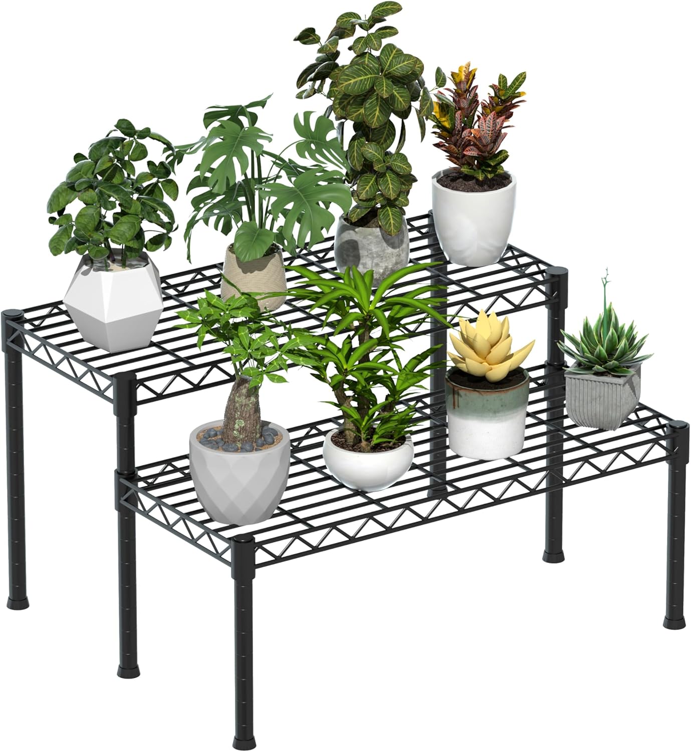 Xiofio 2 Tier Ladder Potted Multiple Plants for Indoor and Outdoor Pla