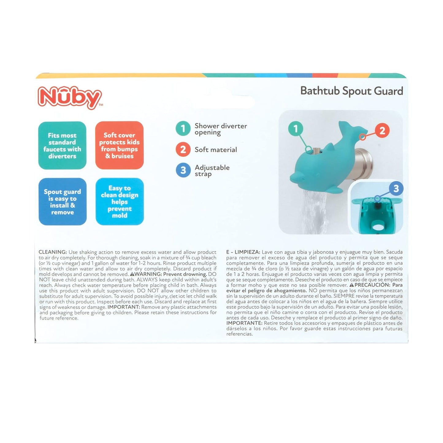 Nuby Bathtub Safety Spout Guard - Compatible with Most Standard Faucet