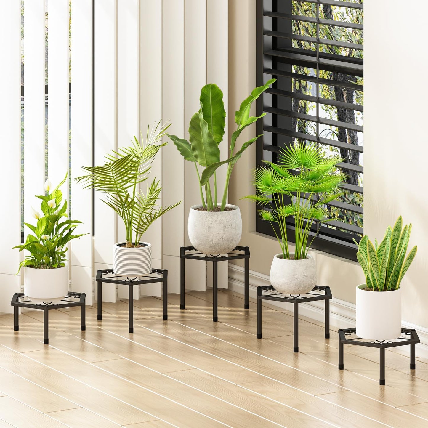 5-Pack Metal Plant Stands, Anti-Rust Iron Flower Pot Stand Plant Pot S