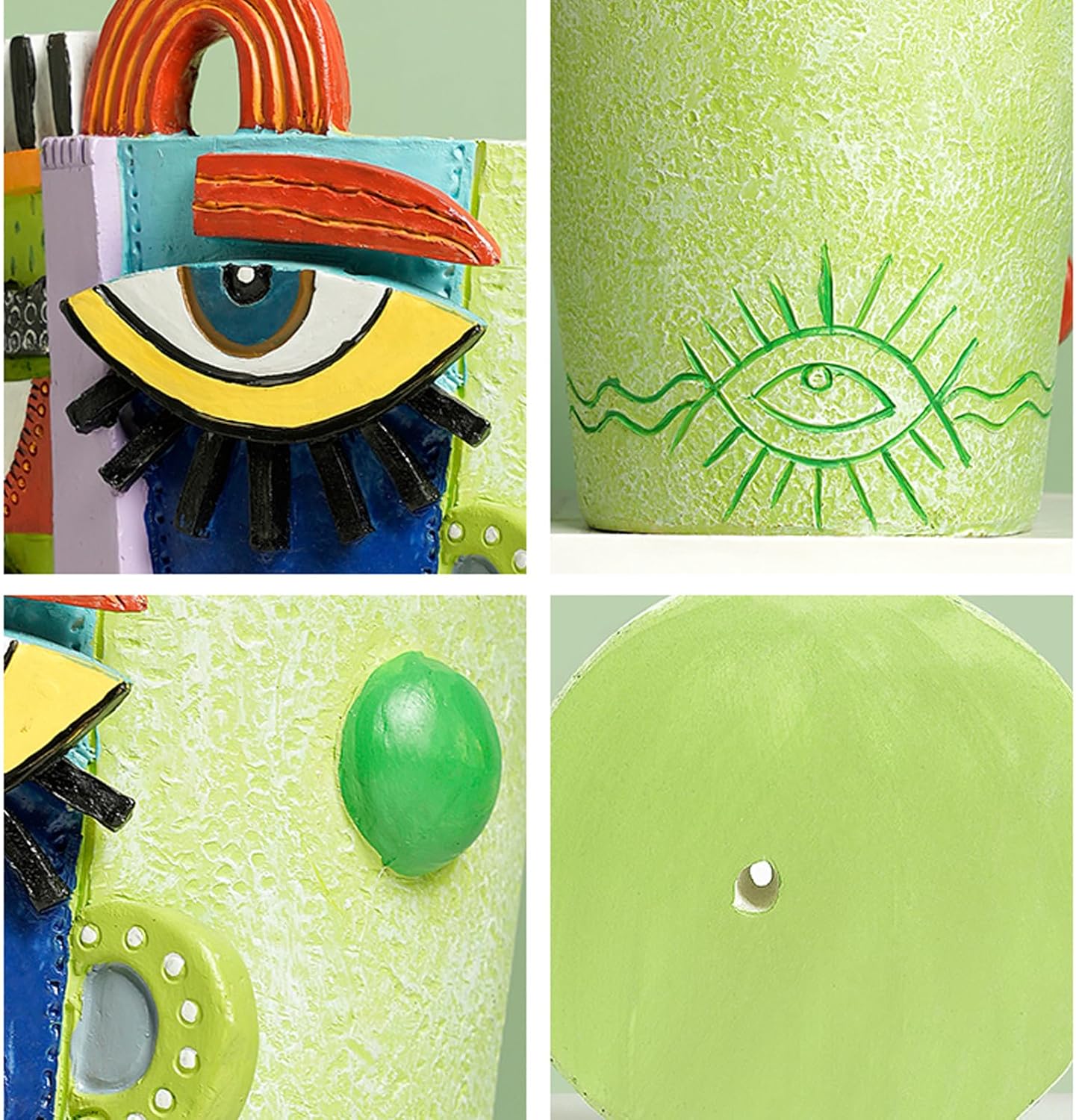 Picasso Abstract Face Flower Pot Colorful Art Flower Vase with Facial Expressions Unique Head Planter for Indoor Outdoor Cute Plant Decor (Small)