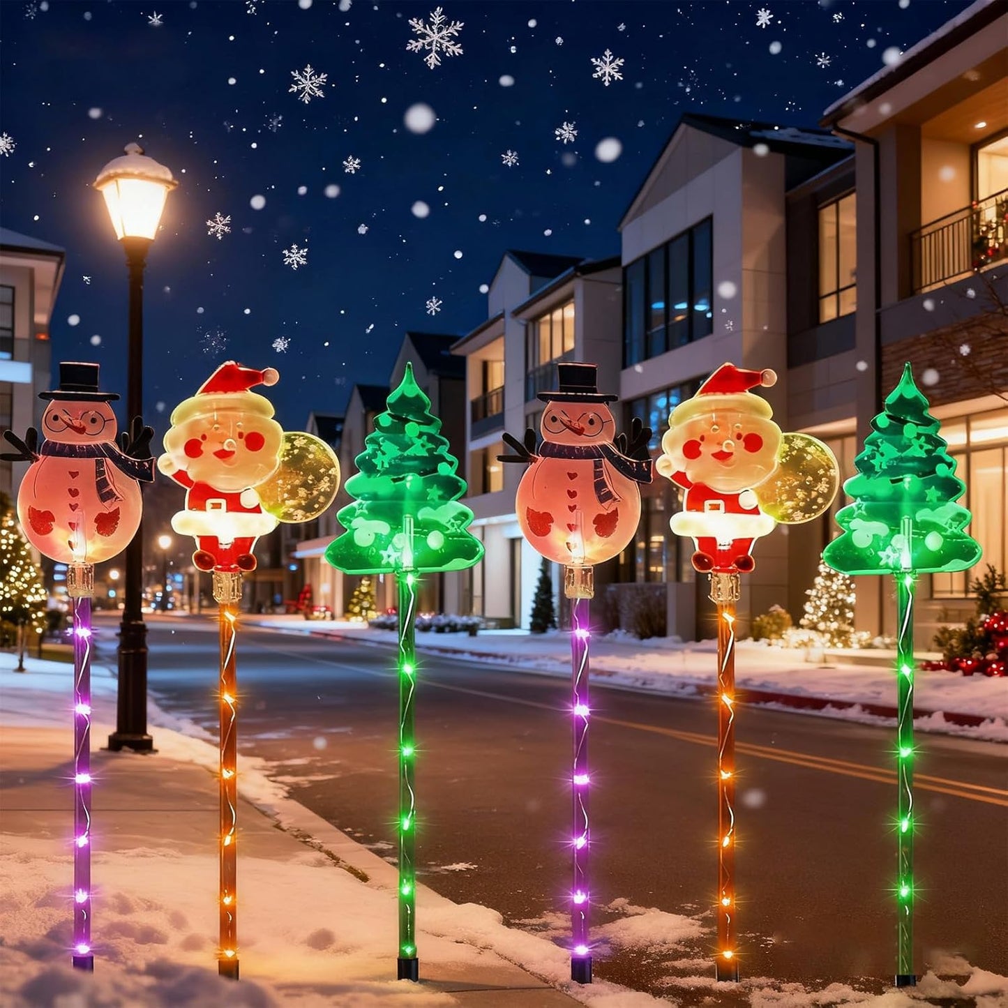 6 Pcs Solar Christmas Light, Auto On/Off Outdoor Holiday Decor for Yard & Garden,Easy Installation