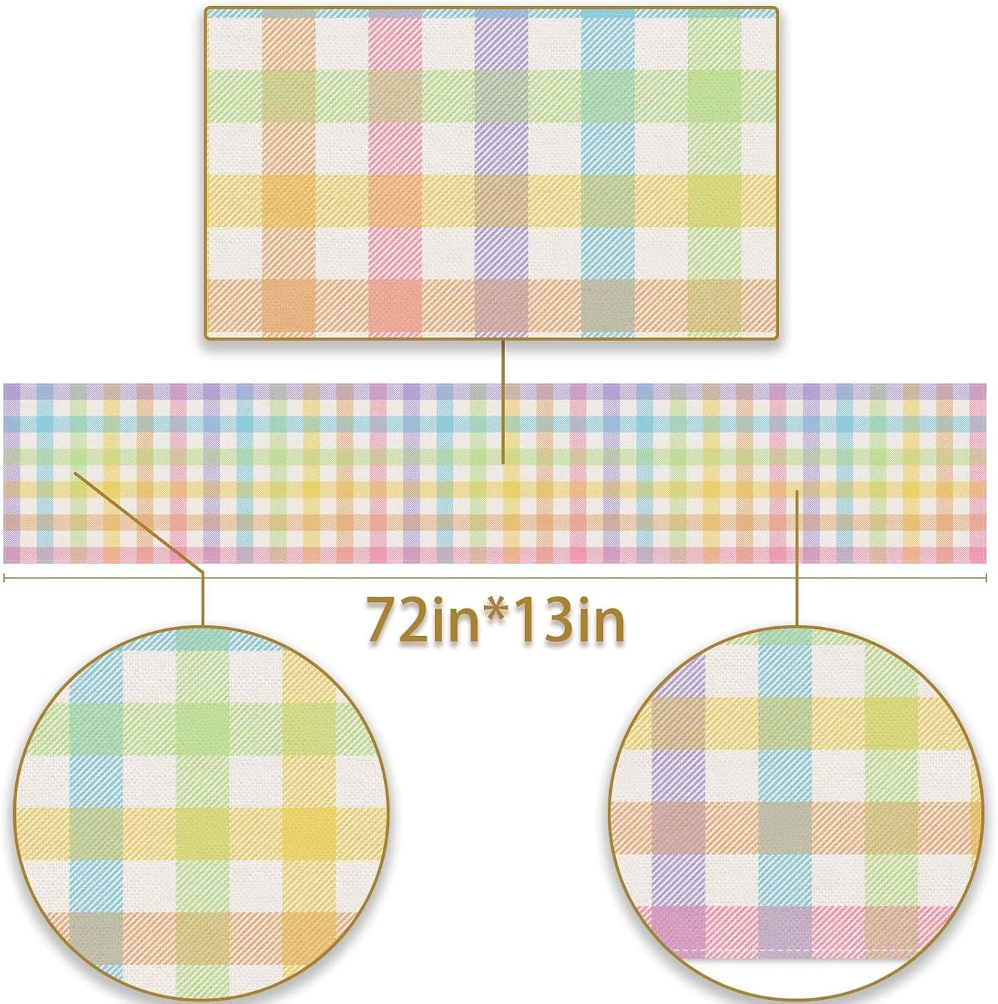Pudodo Easter Buffalo Plaid Check Table Runner Spring Holiday Farmhouse Fireplace Kitchen Dining Room Home Party Decoration (13" x 72")