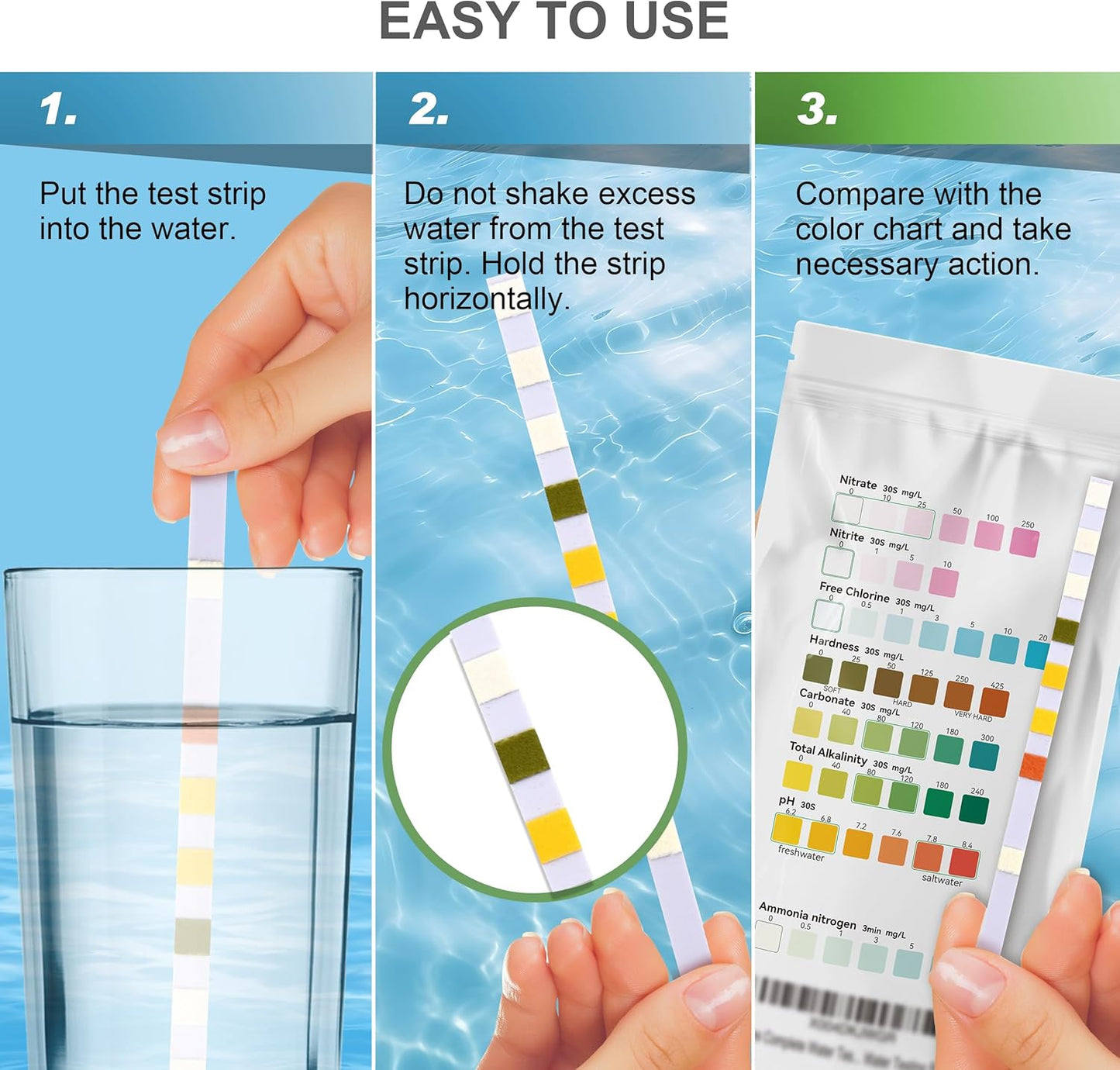 AAwipes Aquarium Ammonia Test Strips 8-in-1 |25 Strips | Quick & Accur