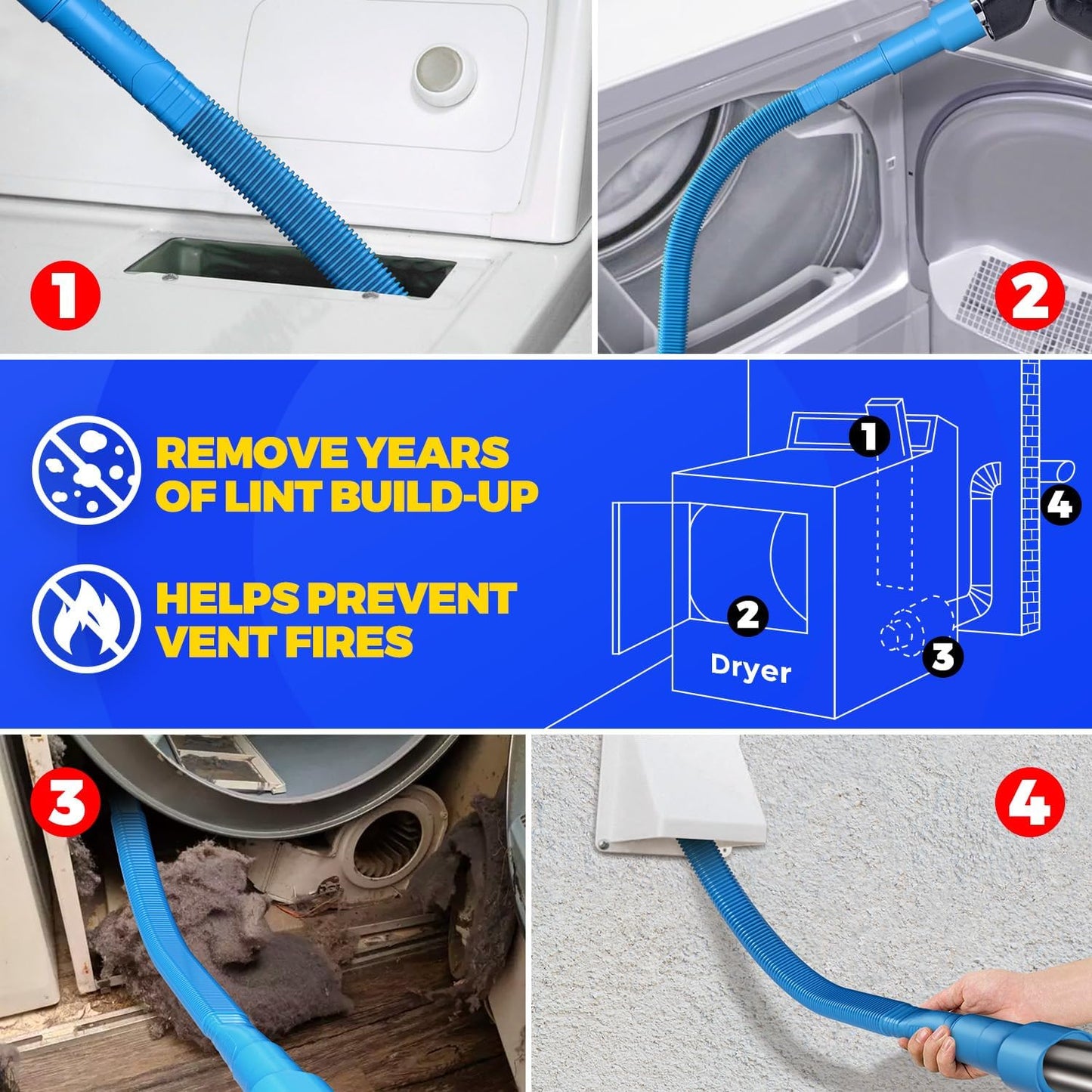 Holikme Dryer Vent Cleaner Kit Dryer Lint Vacuum Attachment Brush, Lin