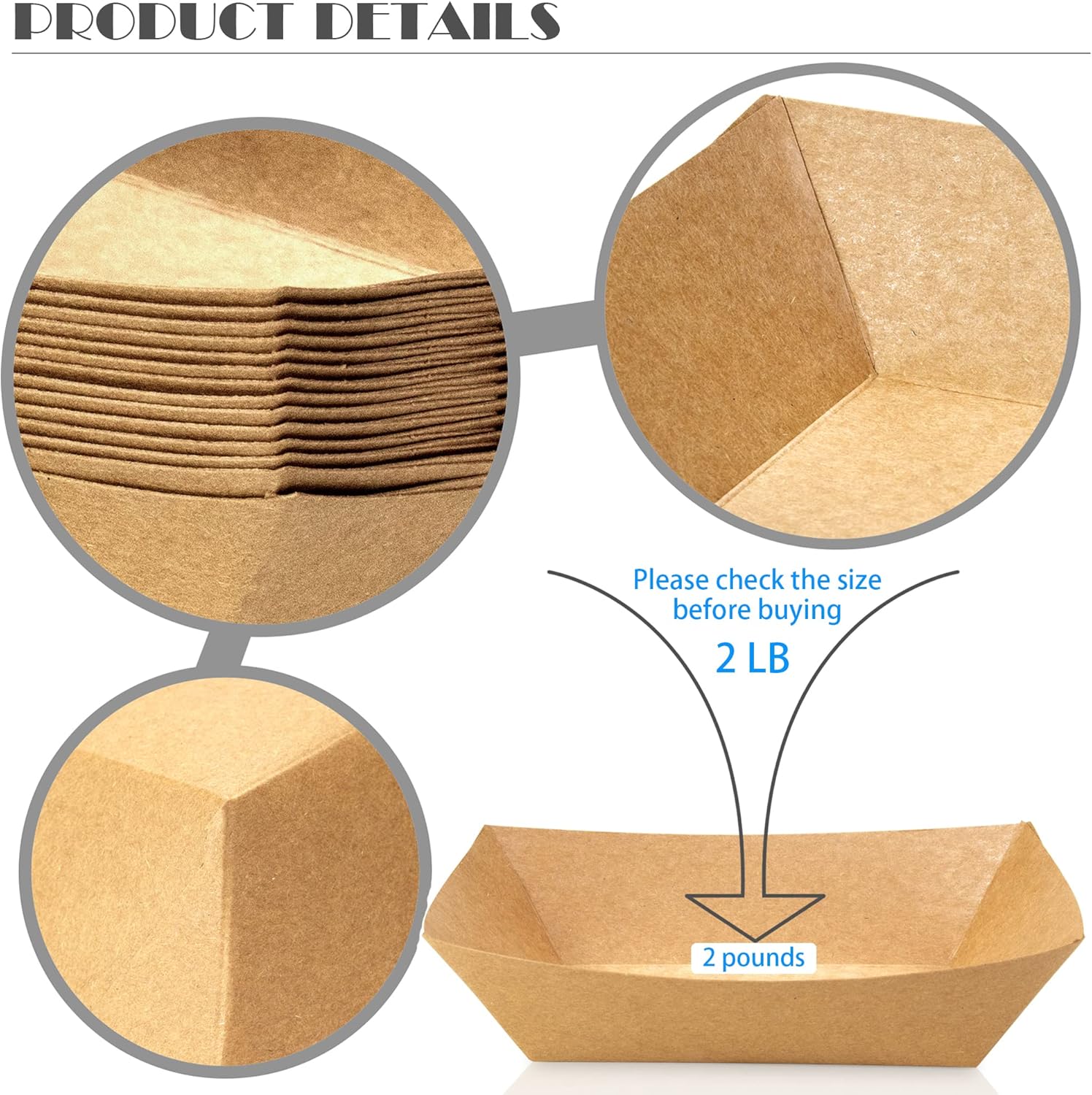 MotBach 100 Pack 2lb Paper Food Trays, Heavy-Duty Paper Food Boat Disp
