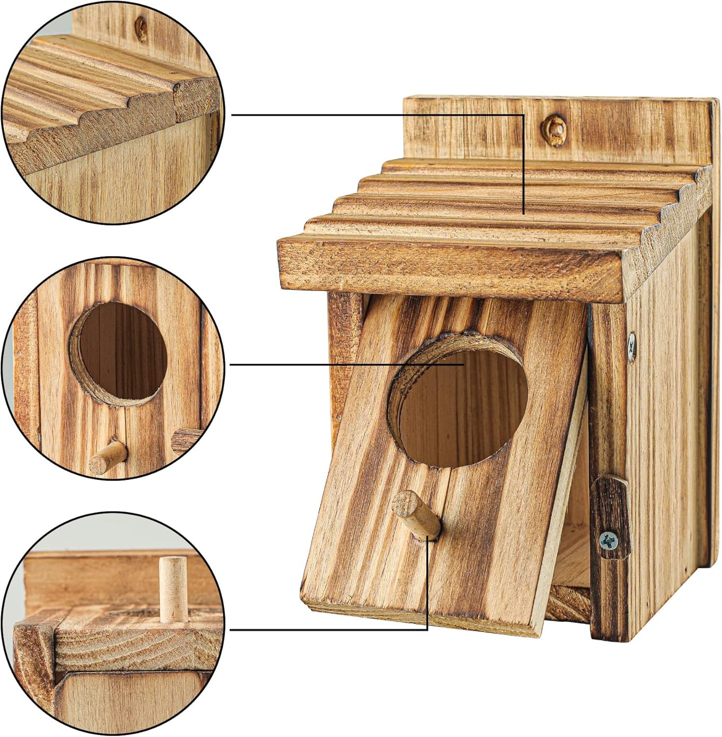 Humming Bird Houses for Outdoor Hanging Small Bird Nesting Box - Wood Nest for Robin, Hummingbird, Parakeet, Bluebird - Perch House for Outdoors Birdhouse Birds - Made of Pine Wood
