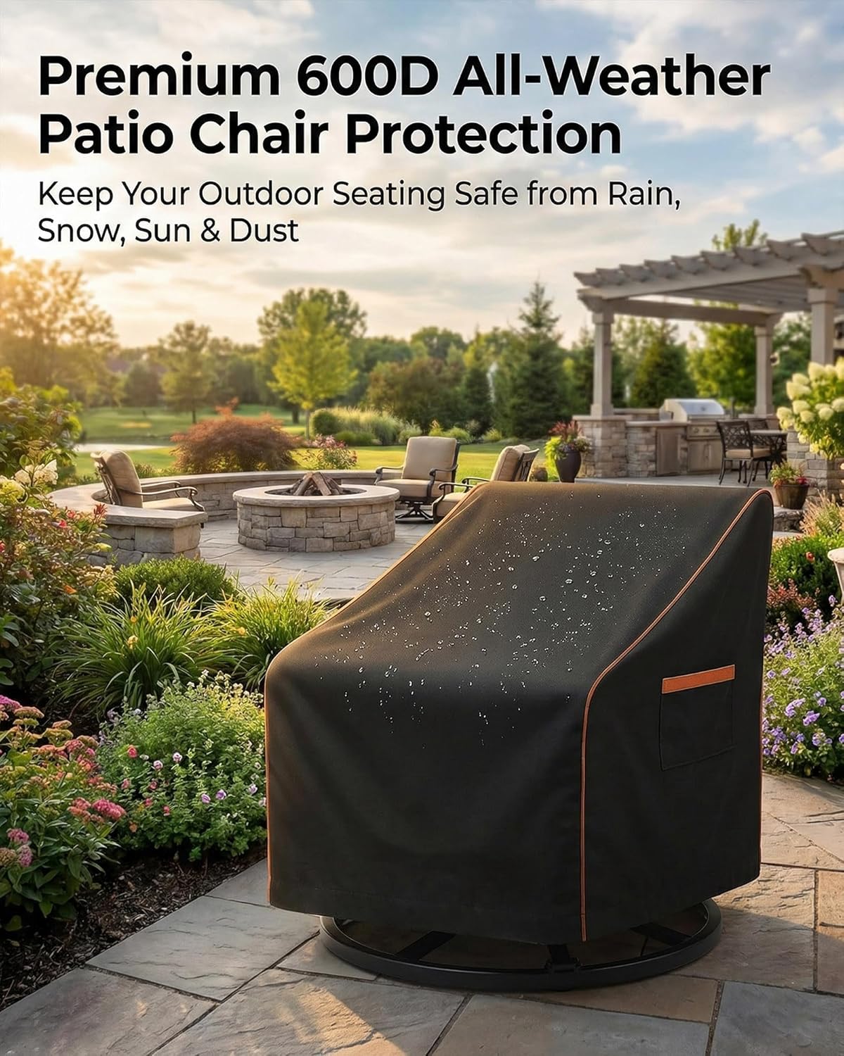 Outdoor Waterproof Patio Chair Covers, Heavy Duty Oxford Coating Weath
