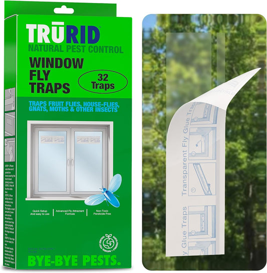 Fly Traps Sticky Window – 32 Pack | Pre-Baited, Odorless Pest Control 