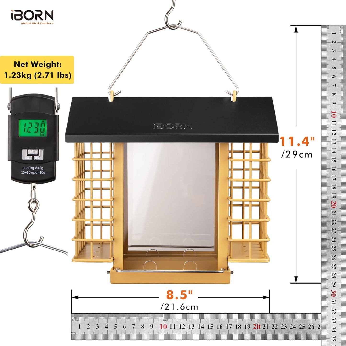 iBorn Bird Feeders for Outdoors,Bird Feeder with Double Suet Holders,S