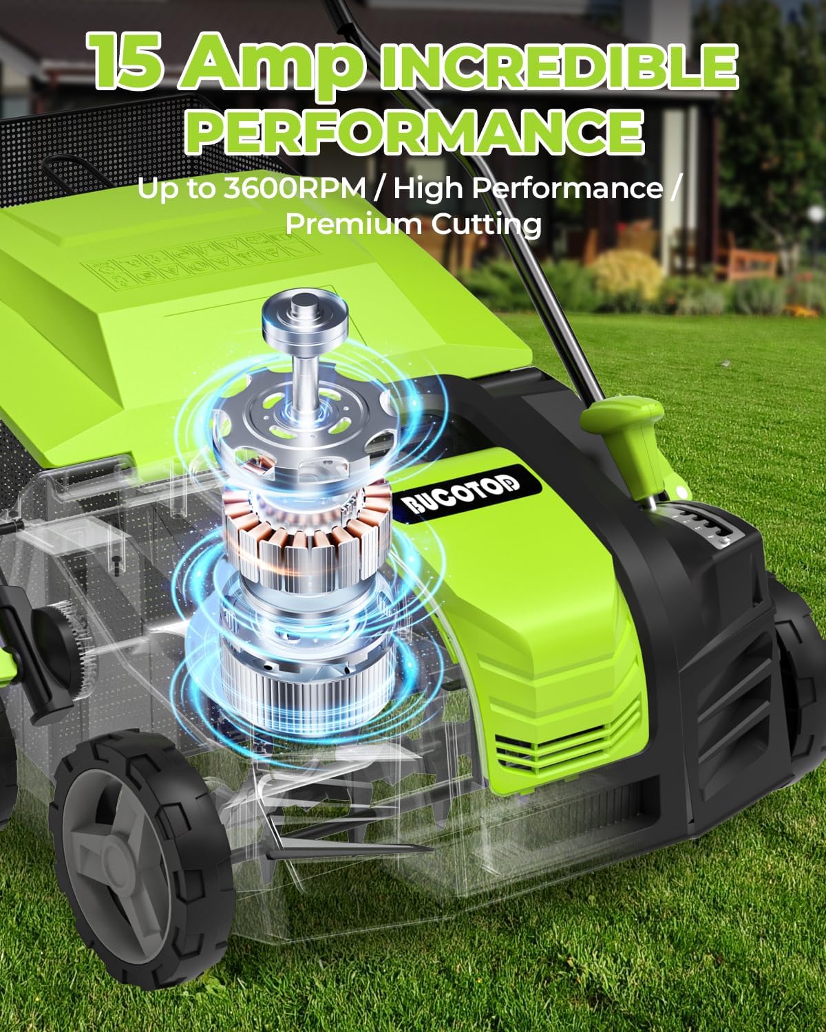 2-in-1 Dethatcher & 16-Inch Scarifier Electric Corded, 15 Amp Copper M