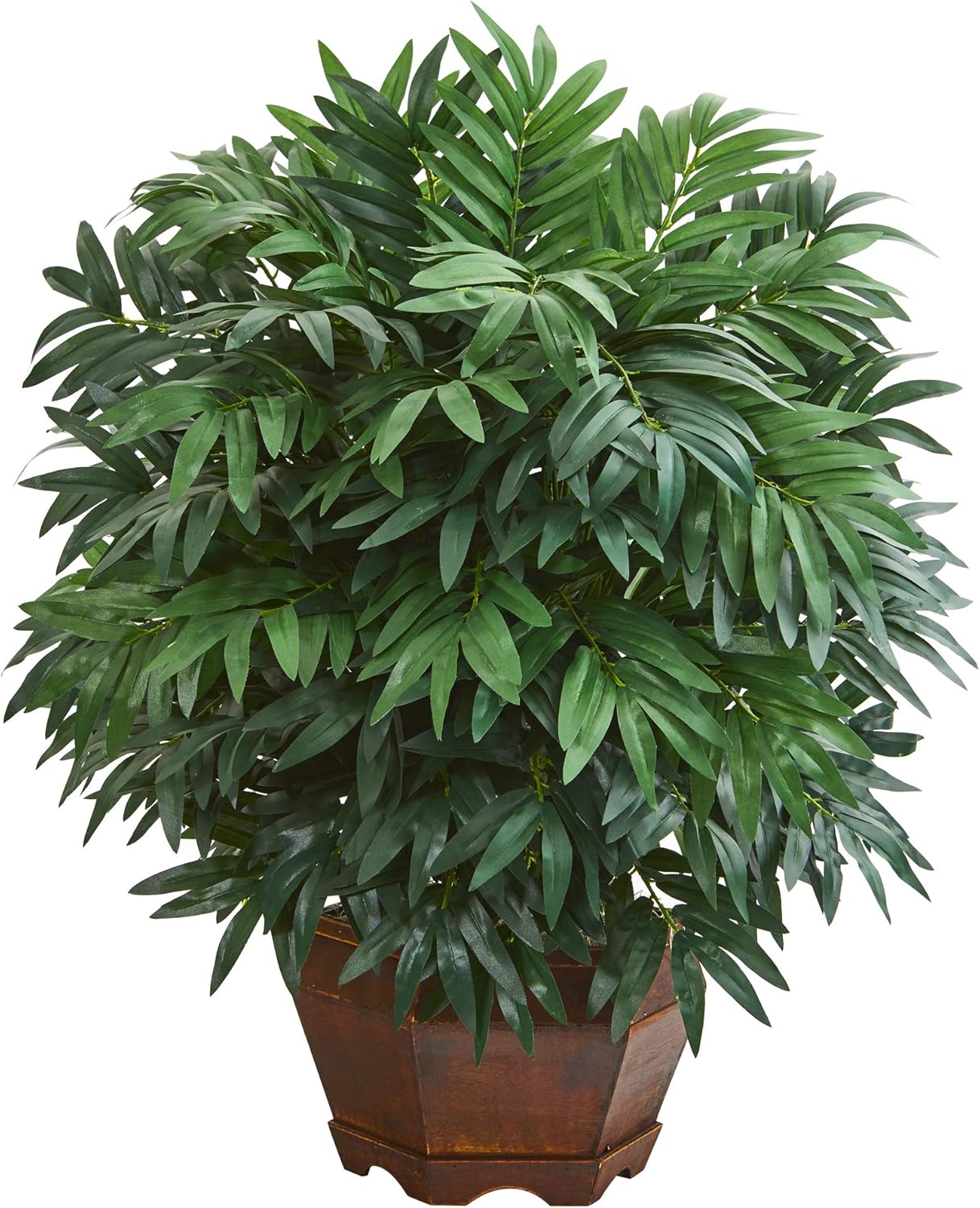 Nearly Natural 24in. Bamboo Palm Artificial Decorative Planter Silk Plants, Green