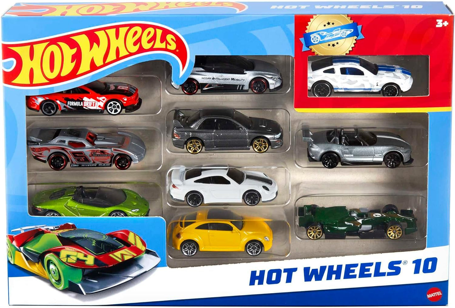 Hot Wheels Set of 10 1:64 Scale Toy Trucks and Cars for Kids and Colle