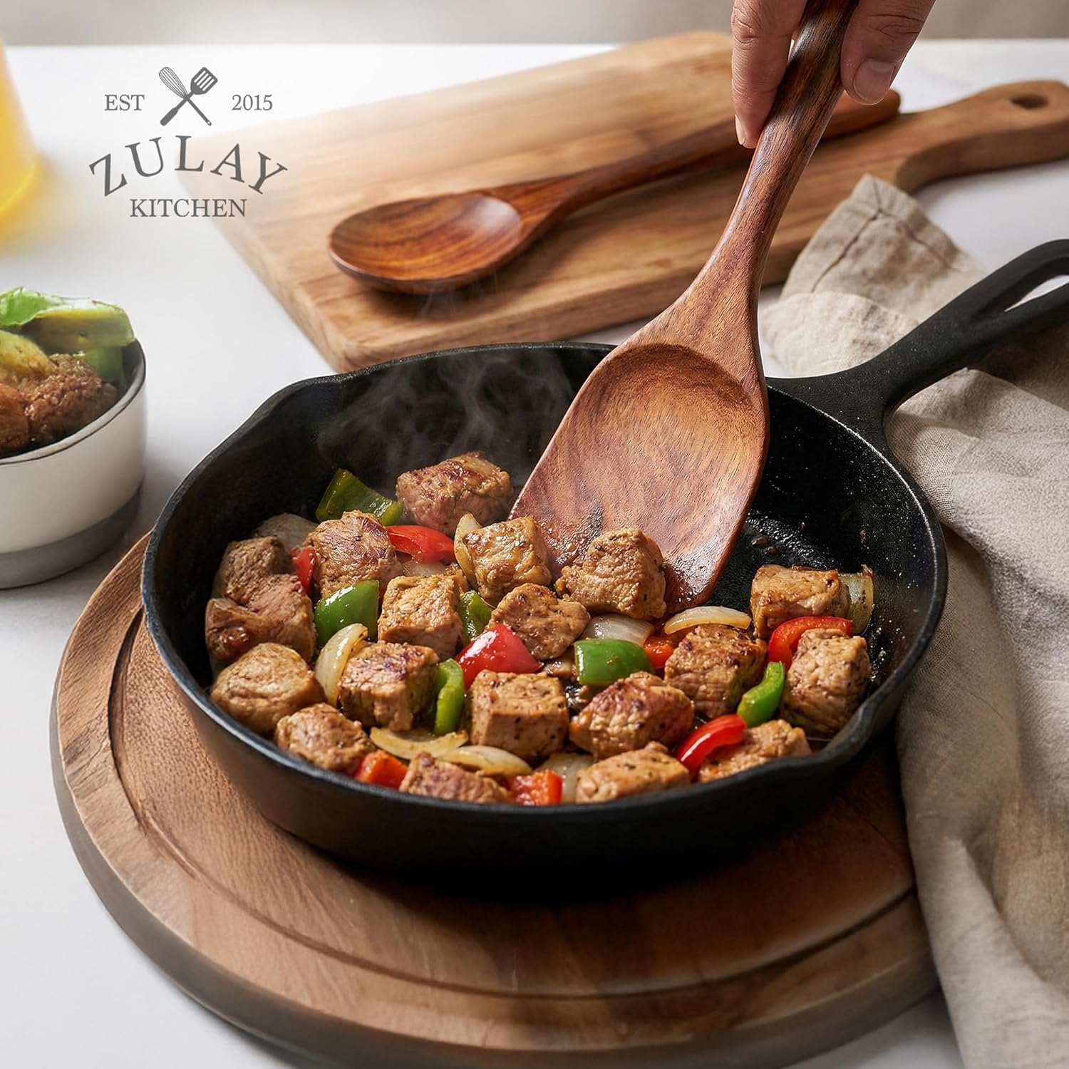 Zulay Kitchen 6 Piece Wooden Spoons for Cooking – Natural Teak Wooden 