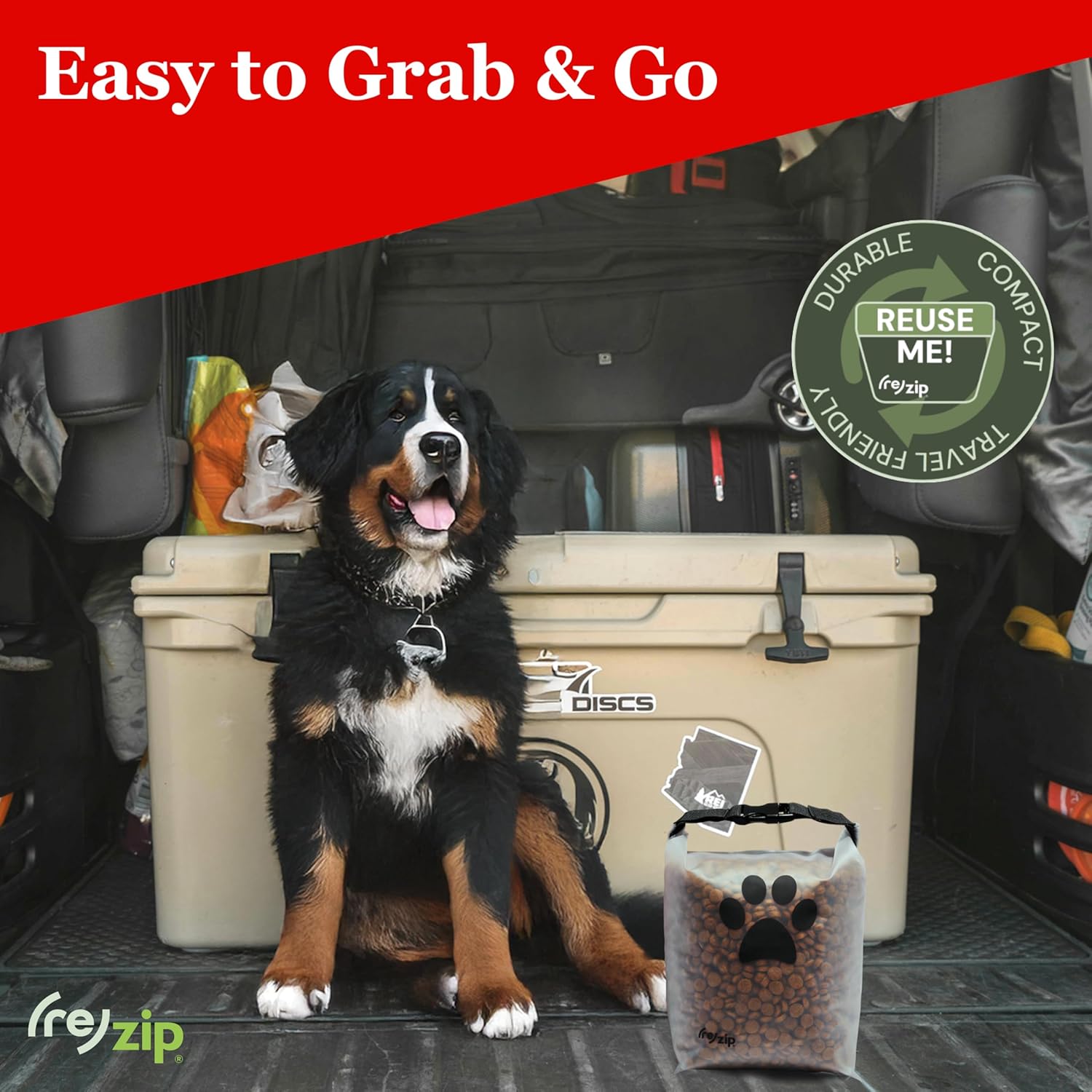 (re)zip Roll Top Pet Food Storage Bag (14-Cup) | BPA-Free, Food Grade,