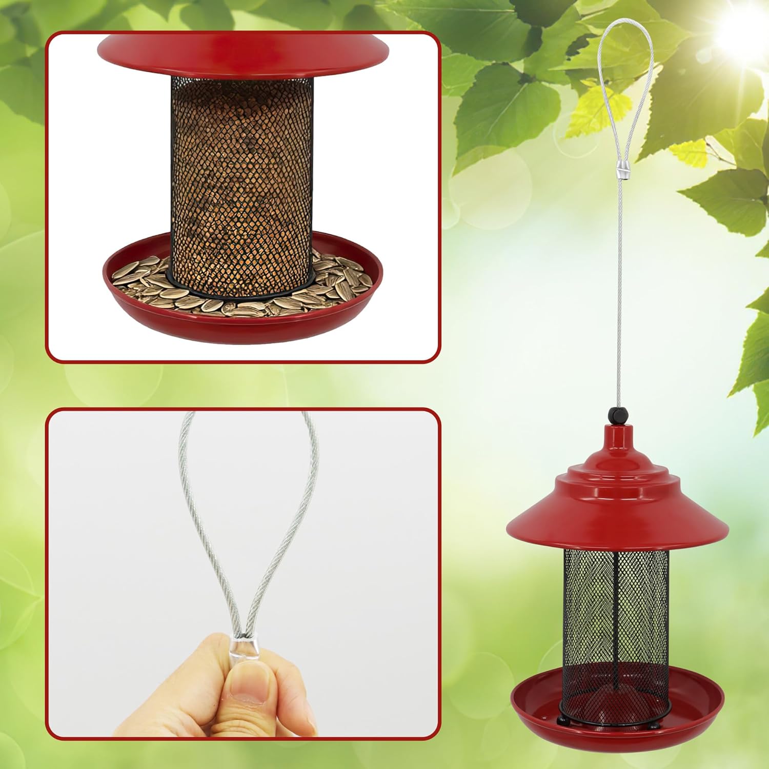 Metal Roof Bird Feeder - Chew Proof for Outdoor Hanging Wild Bird Seed
