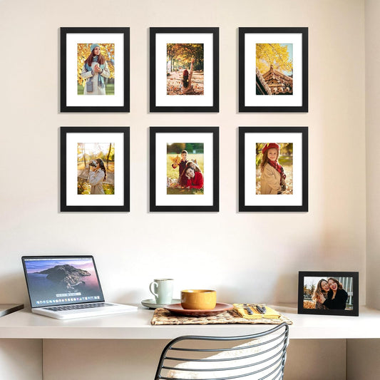 decorUhome 8x10 Picture Frame, Display Pictures 5x7 with Mat or 8x10 without Mat, Wall & Tabletop Display Photo Frame, Black, 1 Pack