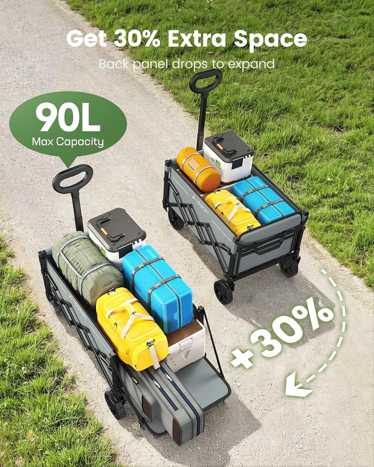 Small Wagon Cart Foldable, Collapsible Wagon with 360 LBS Max Load & E