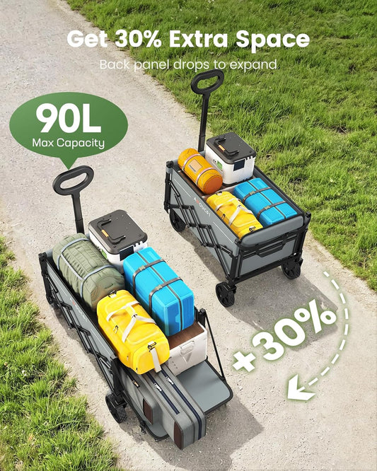 Small Wagon Cart Foldable, Collapsible Wagon with 360 LBS Max Load & E