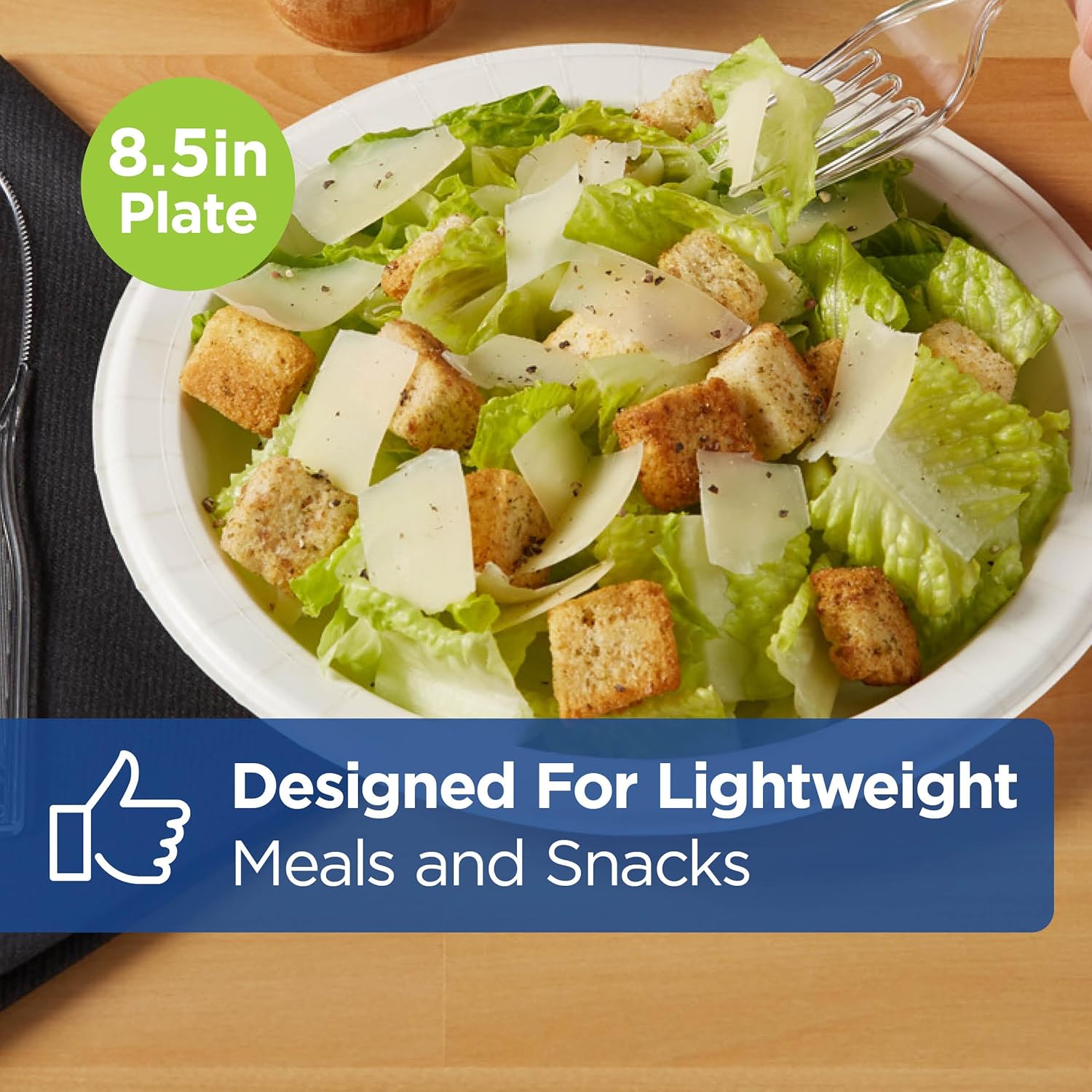 Dixie Basic 8.5 Inch Light-Weight Paper Plates by GP PRO, White, 500 C