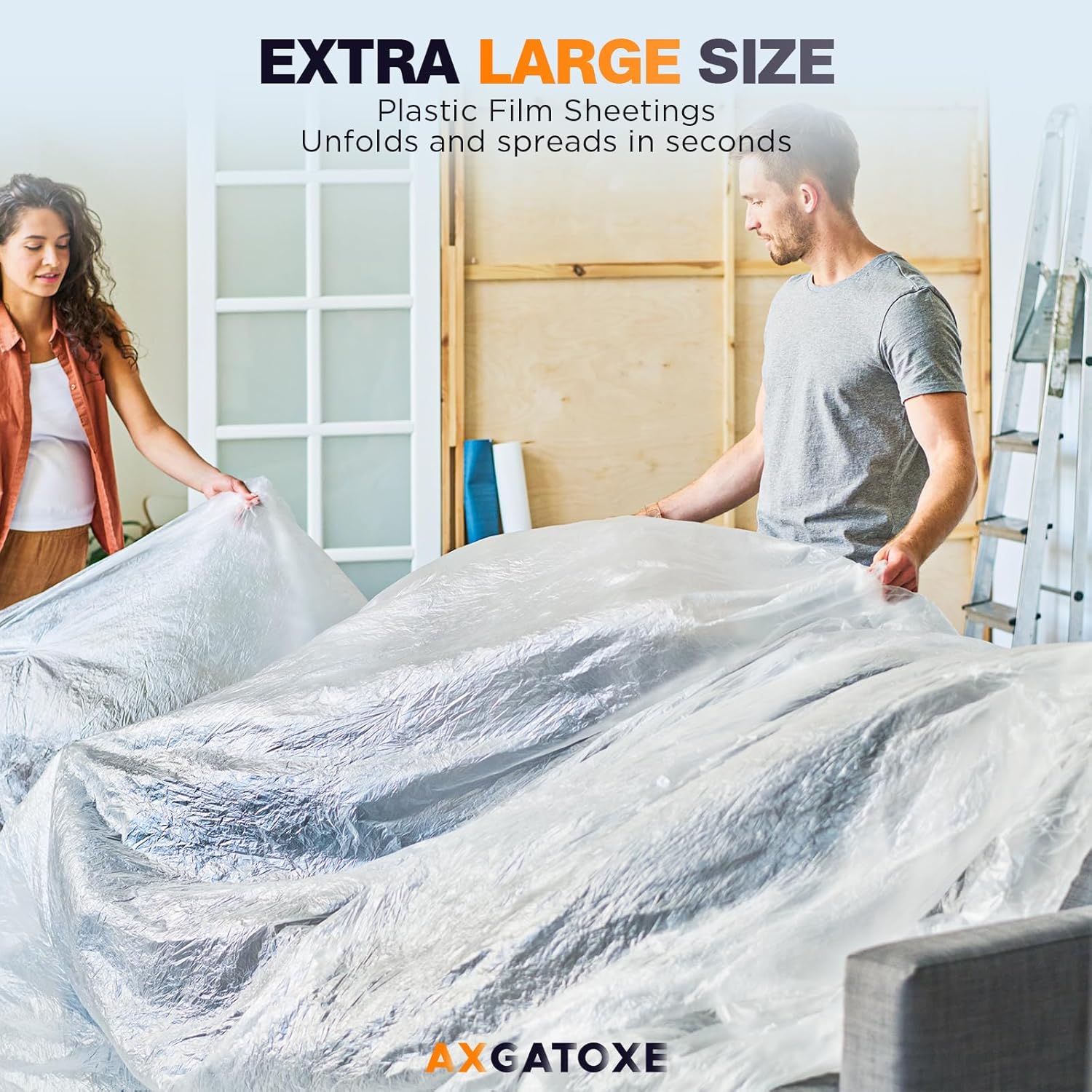 12 x 9 Ft Plastic Drop Cloths (6-Pack) - Disposable Painter's Sheeting