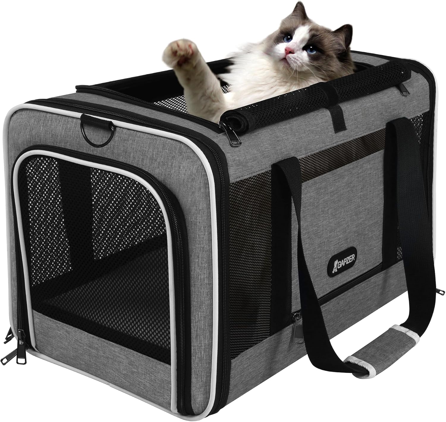 Cat Carrier 18x11x11 Top Load Soft Pet Travel Bag Over 15 lbs, Collaps