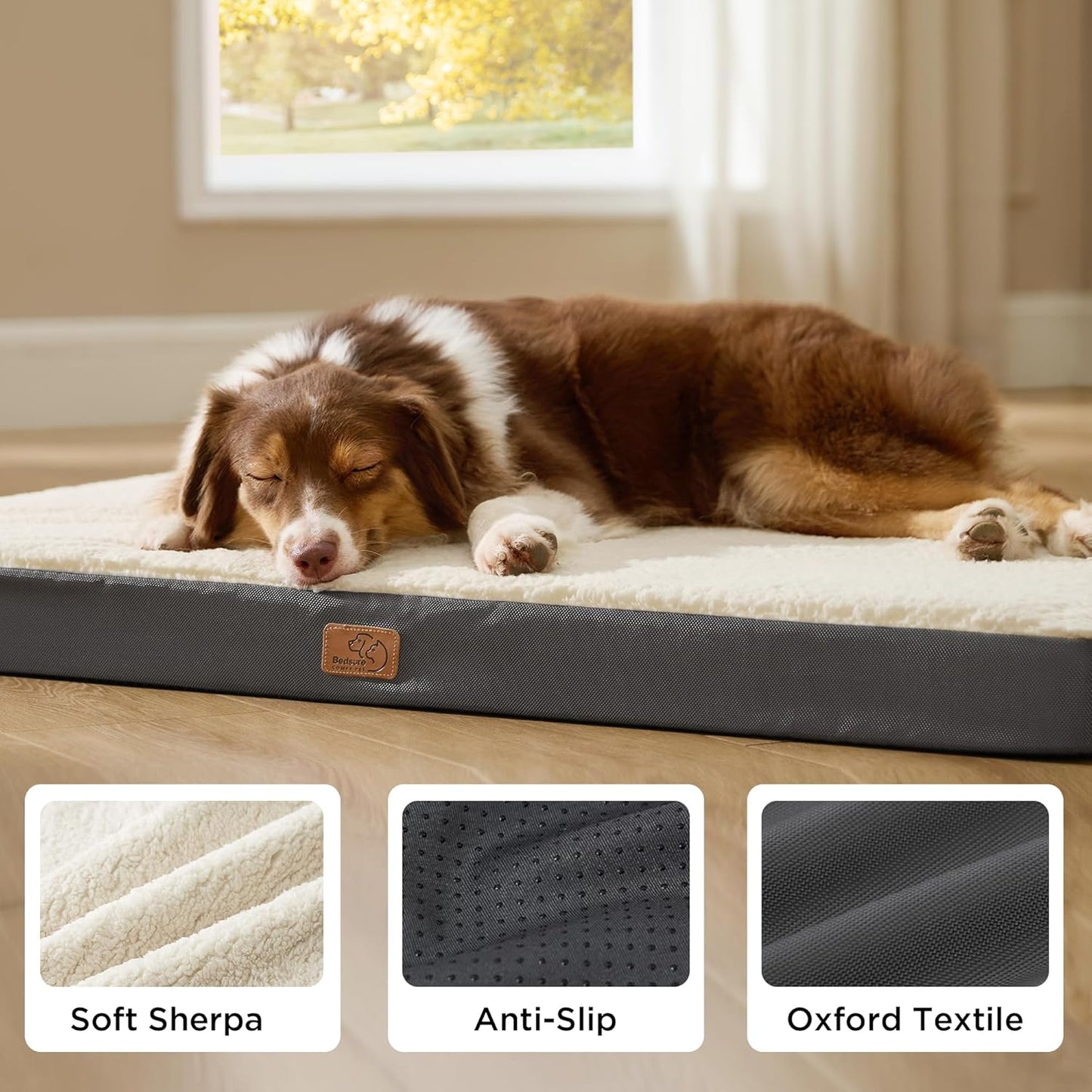 Bedsure Dog Beds Large Sized Dog - Comfy Flat Pet Beds with Removable 