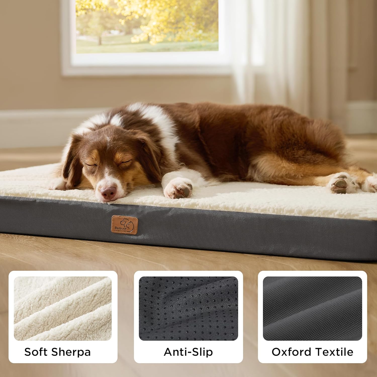 Bedsure Dog Beds Large Sized Dog - Comfy Flat Pet Beds with Removable 