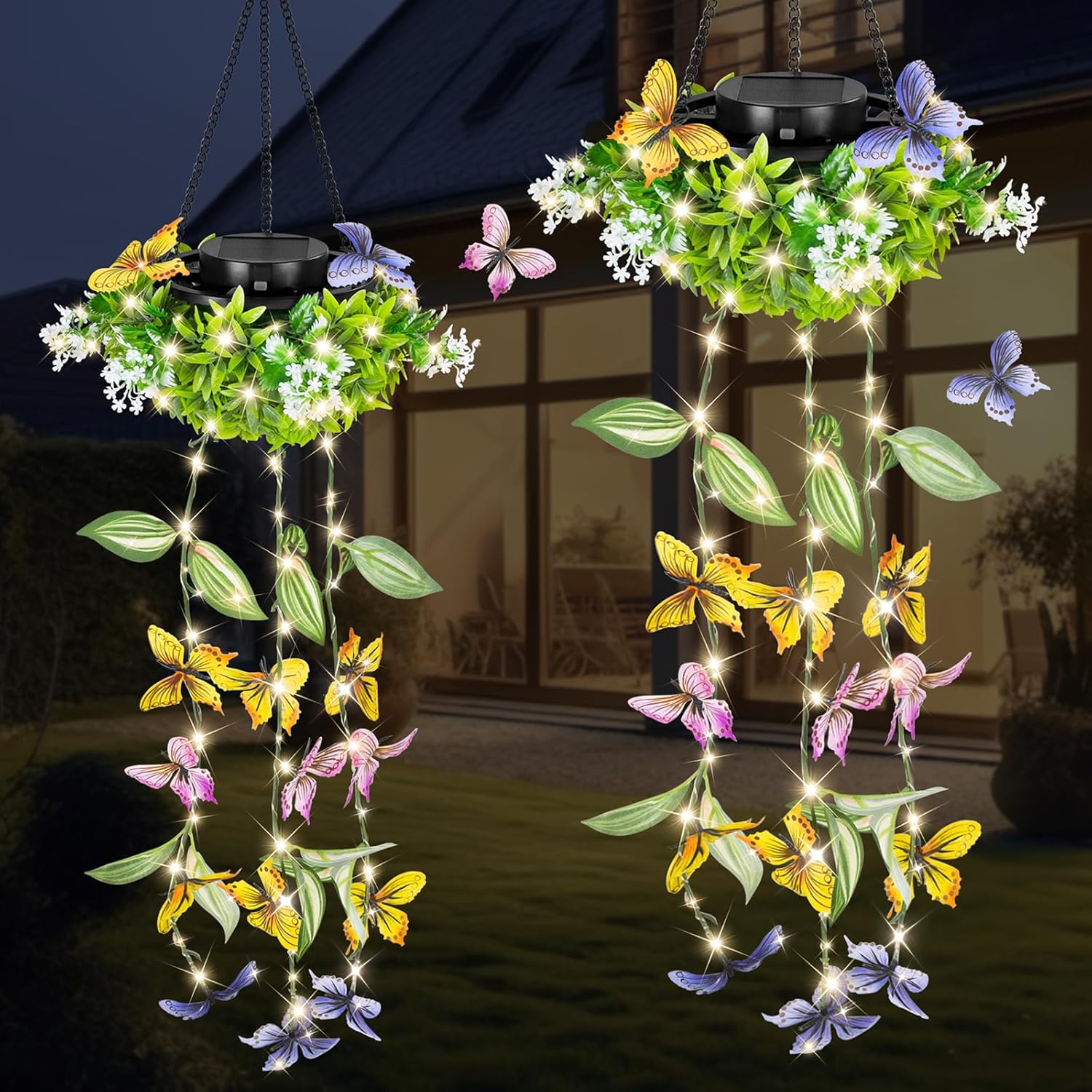 Colorful Solar Butterfly Lights for Spring & Summer Garden, 2 Pack Han