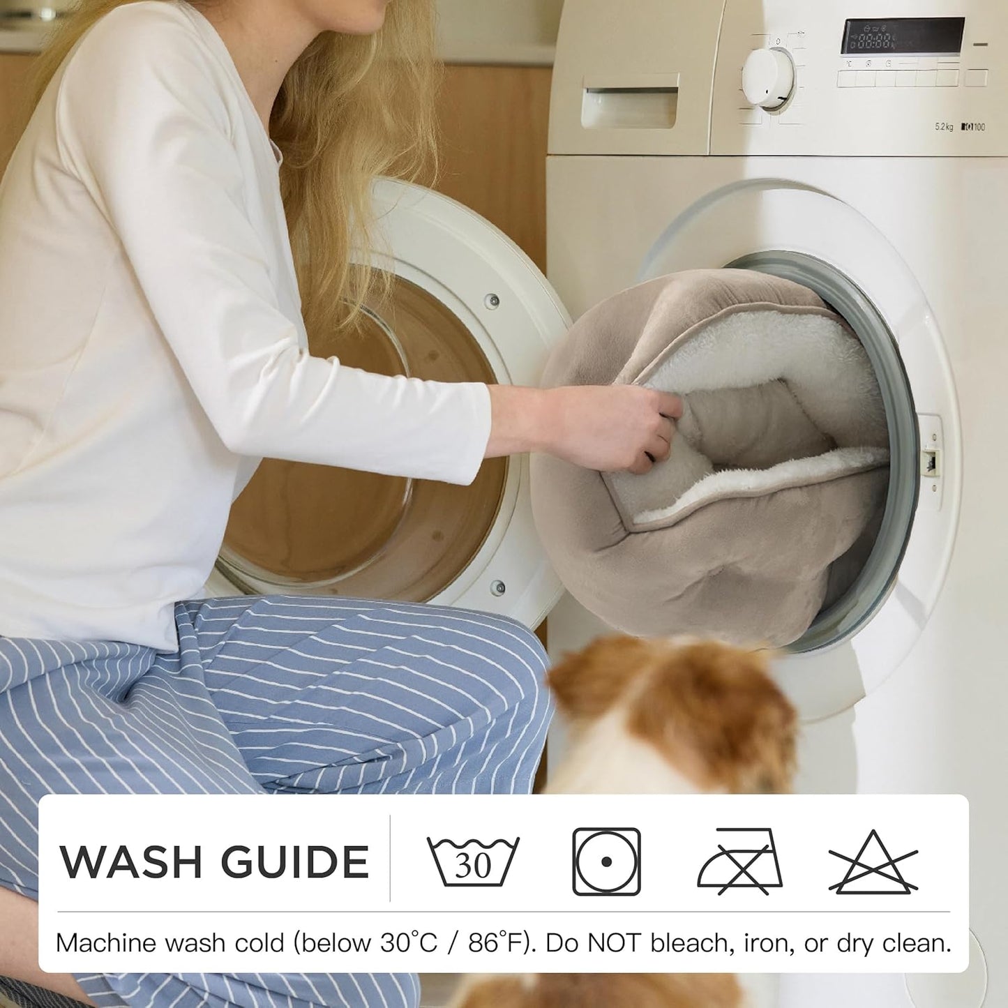 Bedsure Dog Beds for Small Dogs - Round Cat Beds for Indoor Cats, Wash