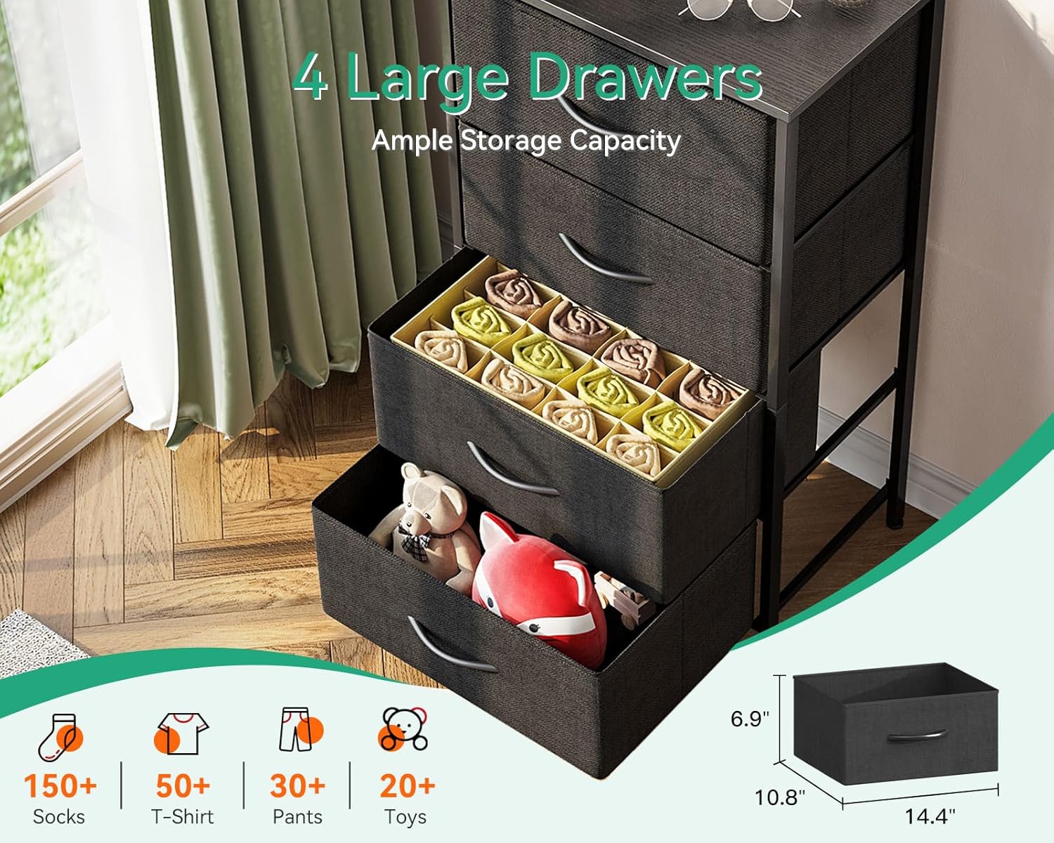 AODK Dresser for Bedroom with 4 Storage Drawers, Small Dressers Chest 