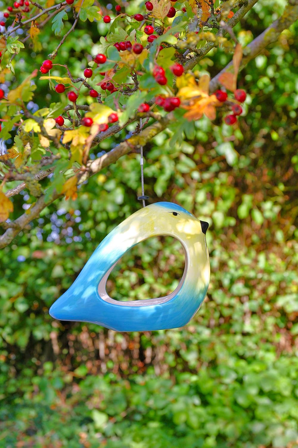 Ceramic Colourful Blue Tit Wild Bird Feeder Seed & Nut Anti Frost