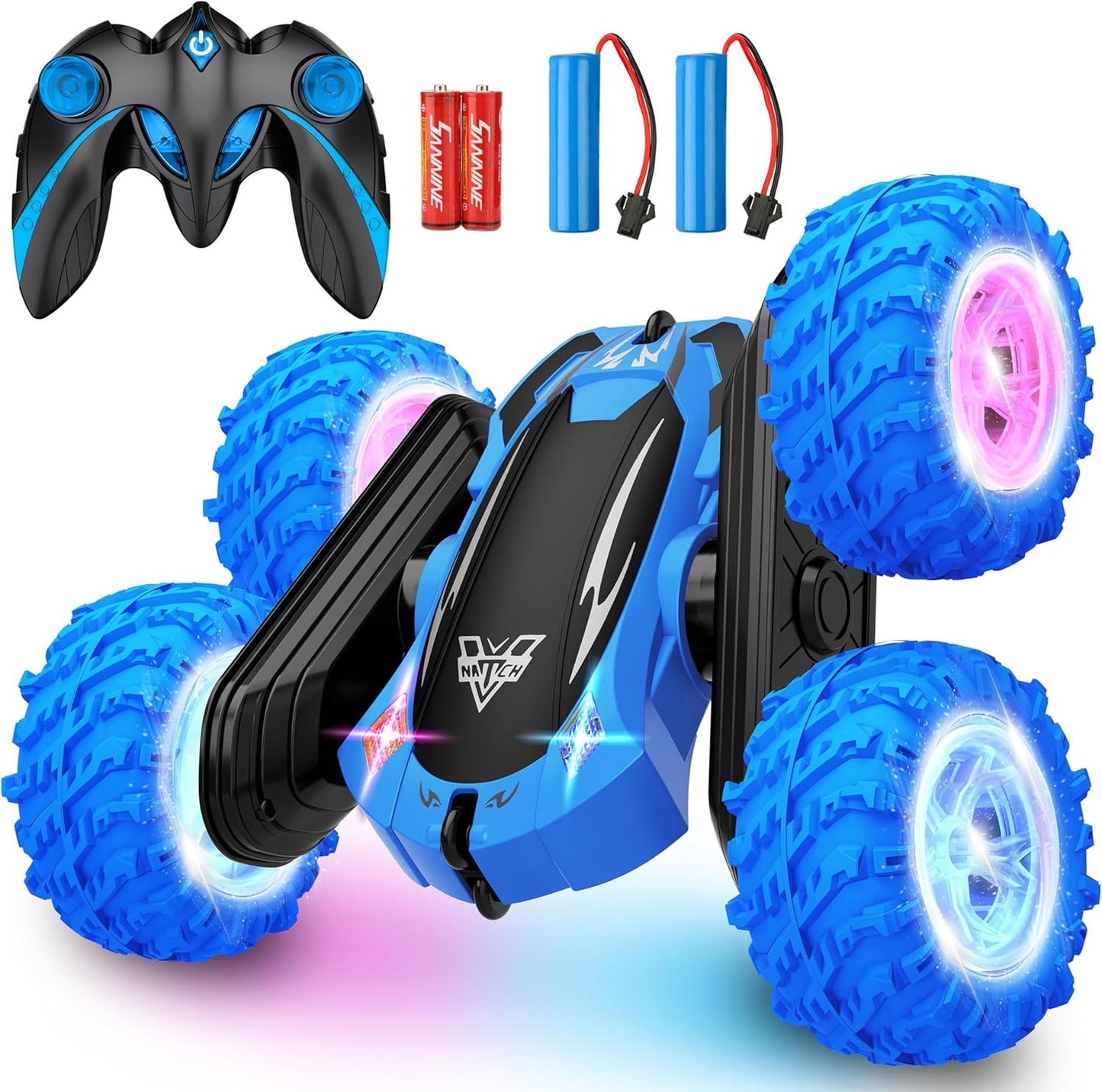 KKONES Remote Control Car, 2.4GHz Double Sided 360° Flips Rotating Ele