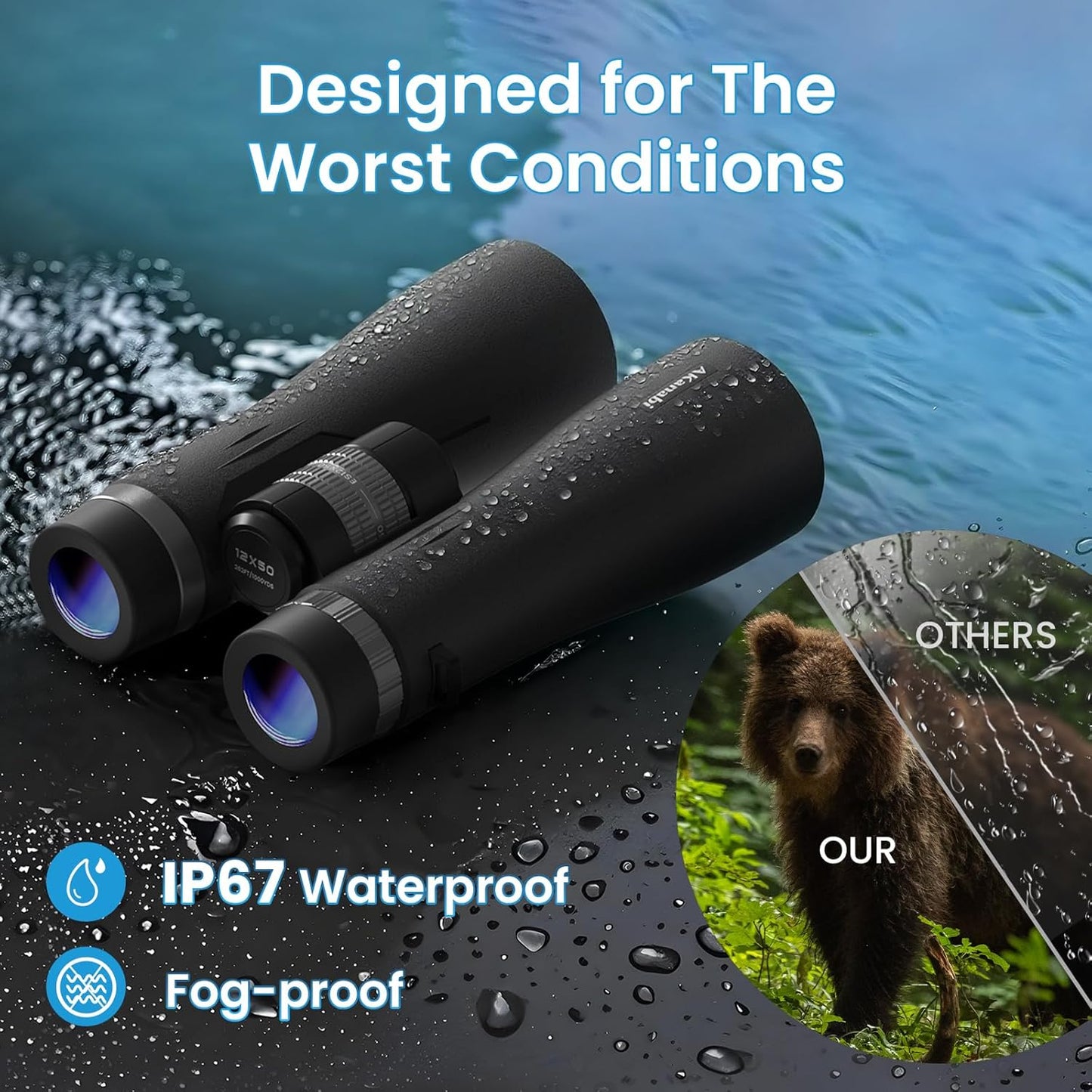 12X50 Professional Binoculars for Adults, High Power Binoculars with Phone Adapter/BAK4 Prism/FMC ED Lens/Low Light Night Vision/IP67 Waterproof for Bird Watching, Hunting, Outdoor, Hiking, Concerts