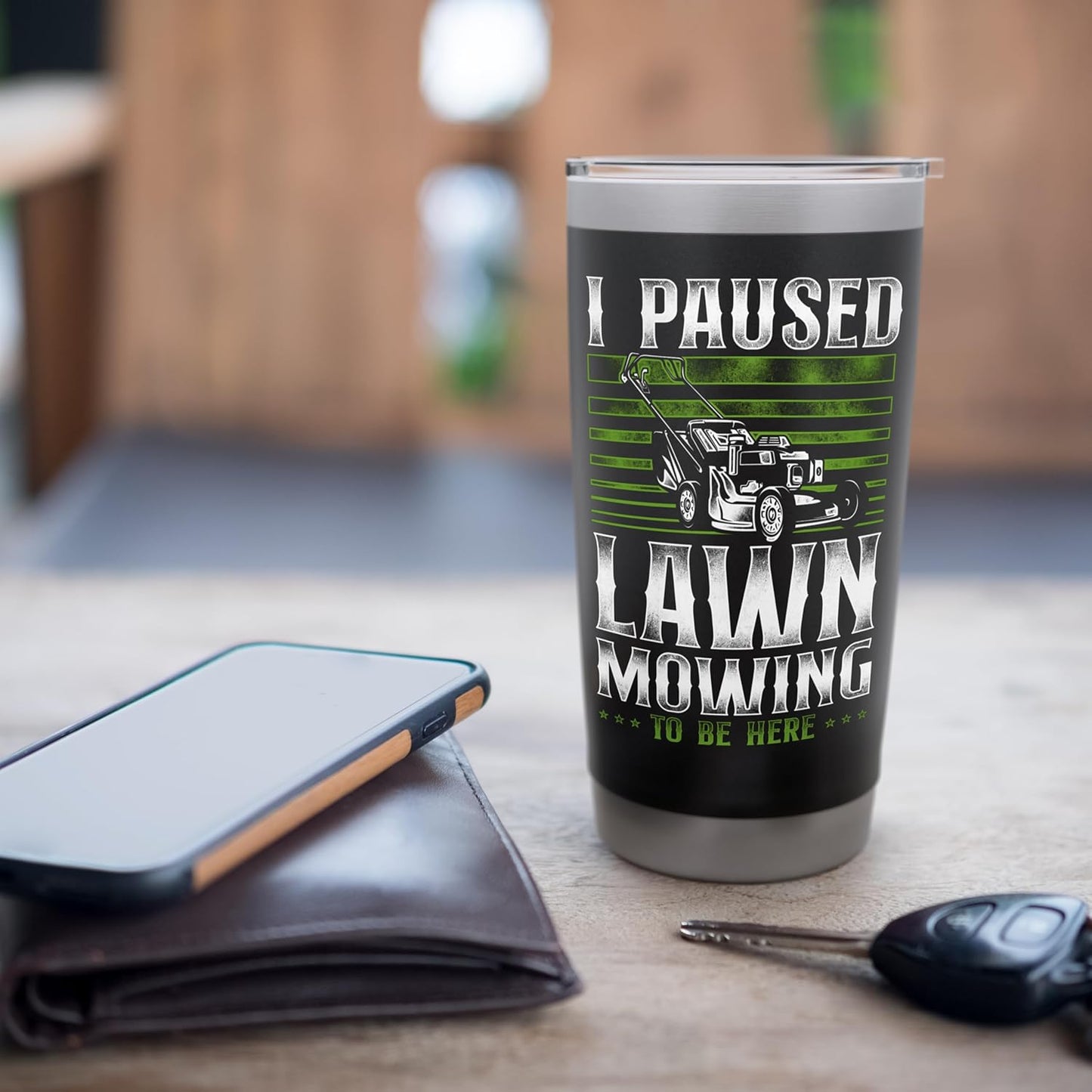 Lawn Mower Mowing Dad Father Landscaper Vintage I Paused Stainless Steel Insulated Tumbler