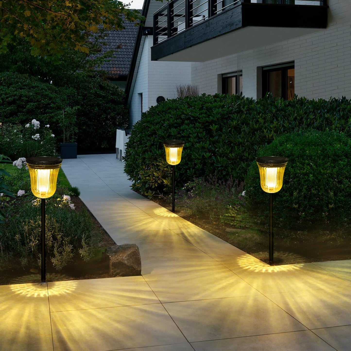 Solar Lights Outside Waterproof, 6 Pack 200 Lumens Super Bright Solar 
