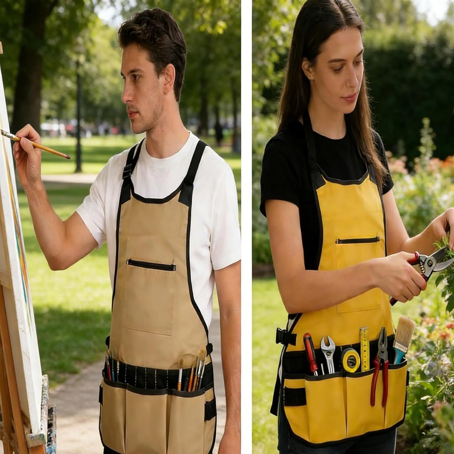 Compact Waterproof Gardening Apron with 14 Pockets - Tool Organizer for Gardeners, Woodworking & Outdoor Work