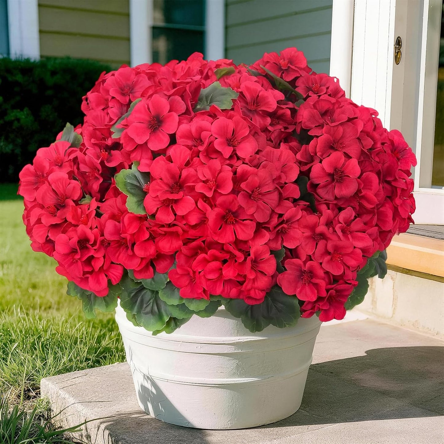 8 Pcs Artificial Geraniums Flowers for Outdoor Spring Summer Decor, UV