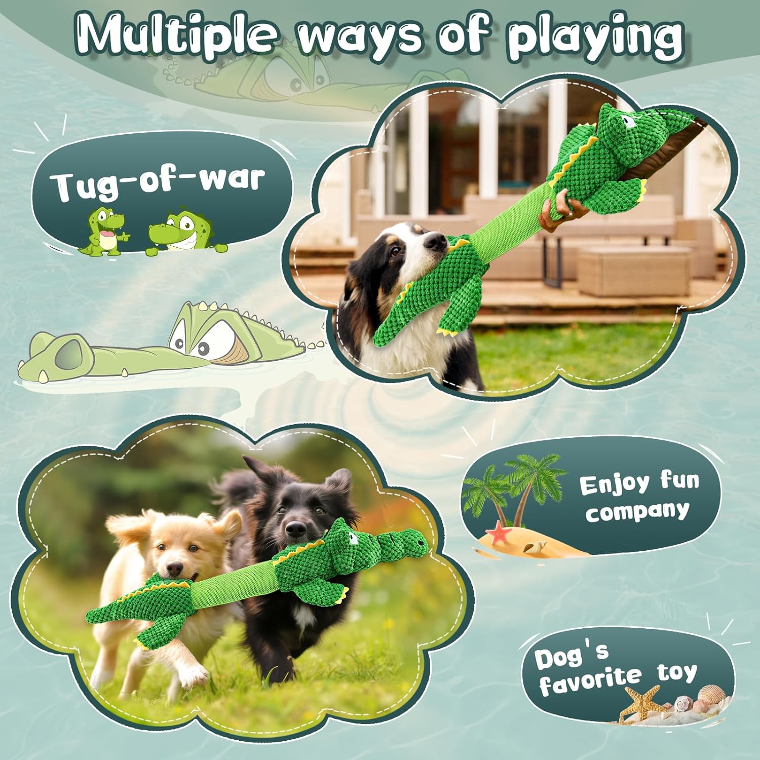 Dog Toys for Aggressive Chewers : Tough Interactive Tug of War Dog Toy