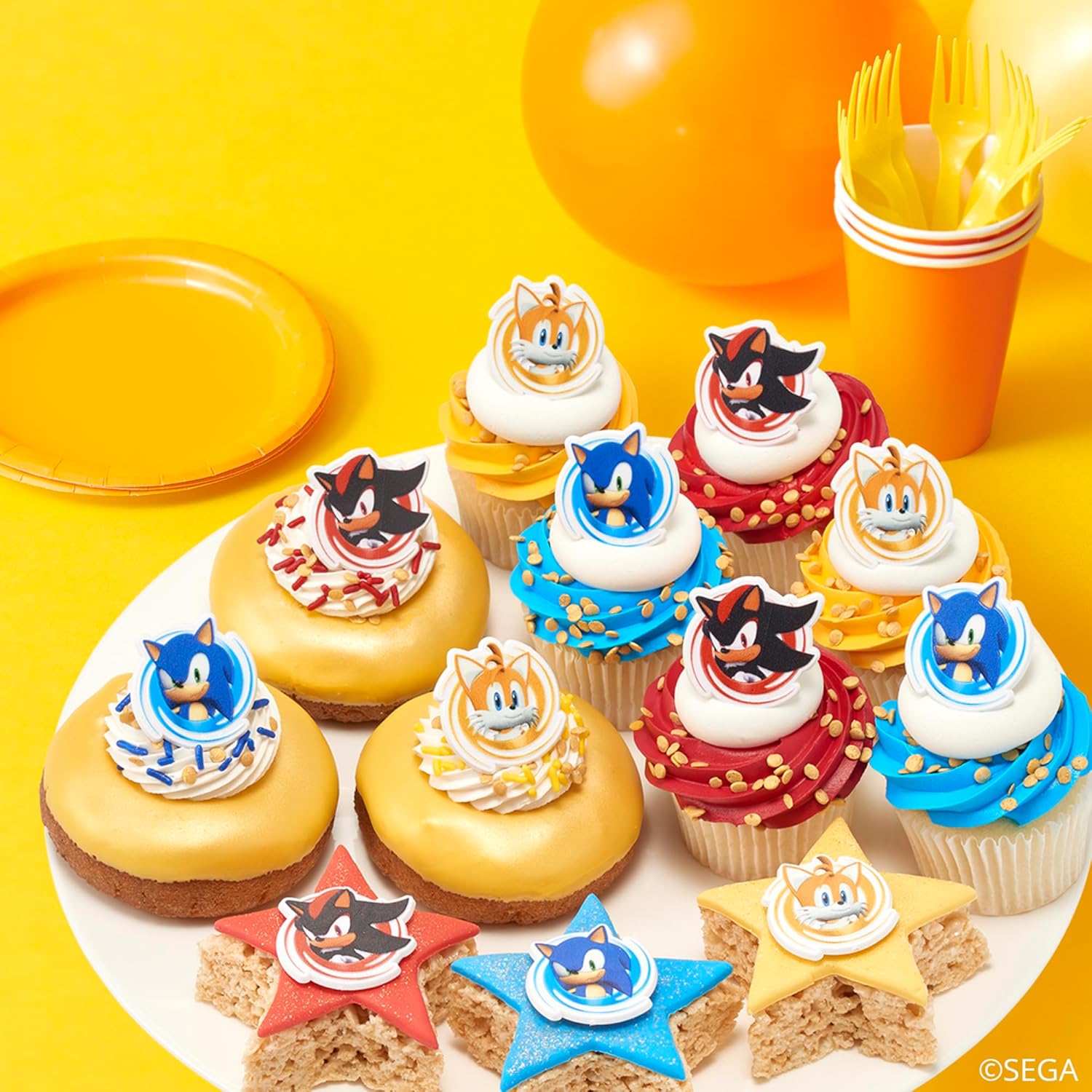 DecoPac Sonic the Hedgehog Rings, Cupcake Decorations Featuring Sonic,