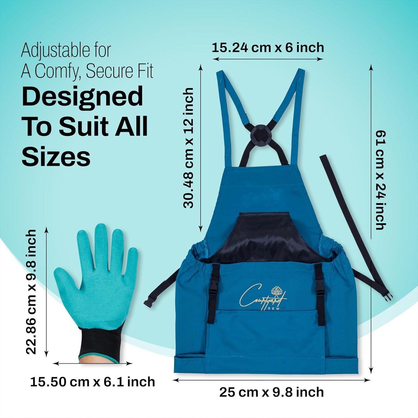 Gardening Apron with Pockets, Adjustable Cross Back Gardening Smock with Quick Release Pockets, Multipurpose