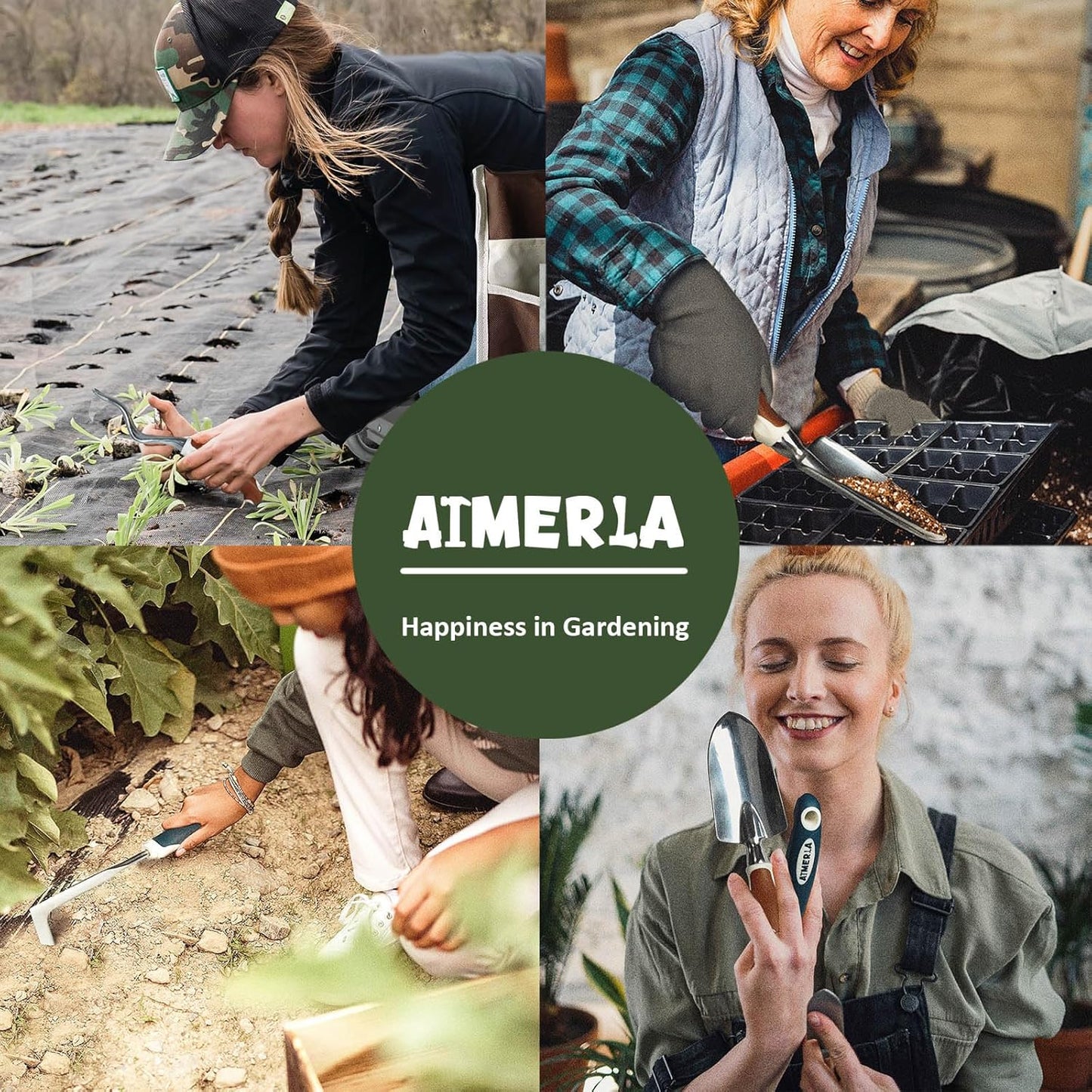 Aimerla Gardening Tools Set of 9 Heavy Duty Garden Tools with Non-Slip