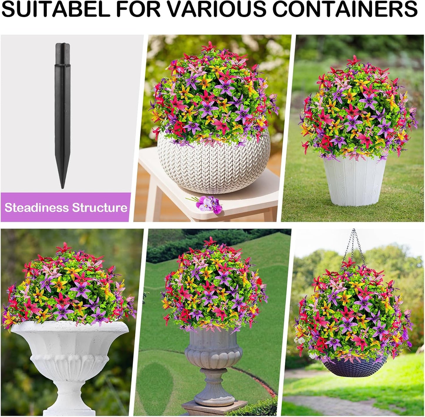 Artificial Topiary Ball Tree Outdoor Plants with Ground Spike 22"- UV 