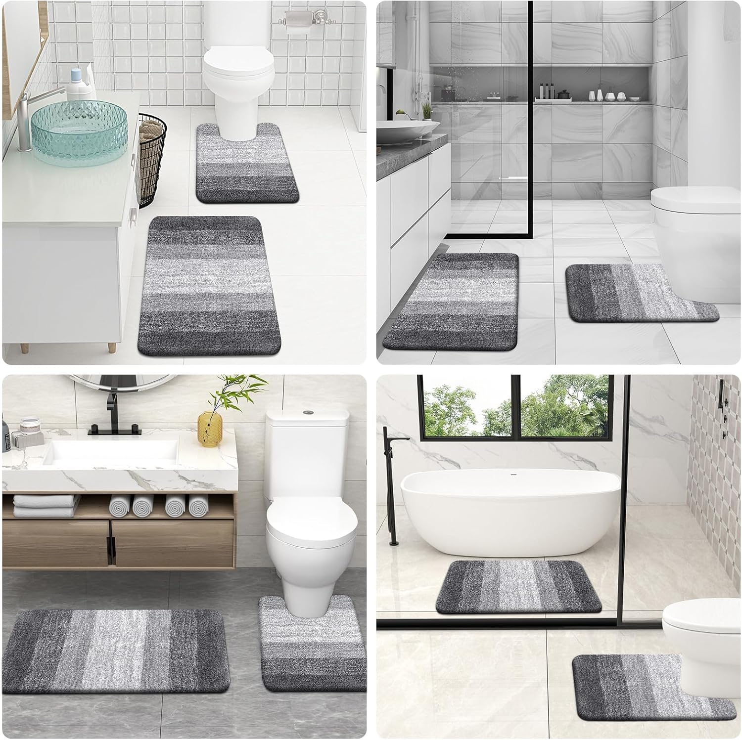 OLANLY Bathroom Rug Set 2 Piece, Soft Absorbent Microfiber Bath Mats a