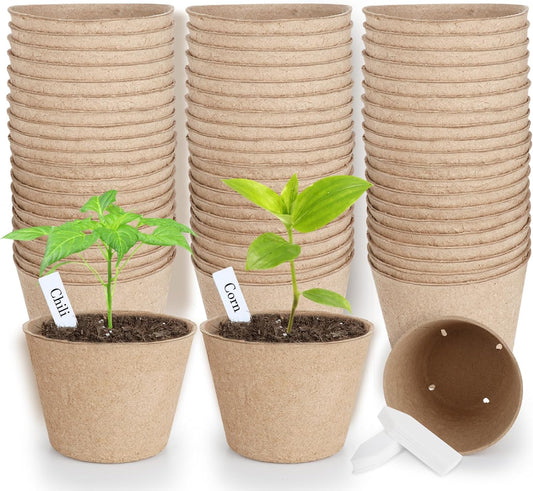65 Pcs Organic Peat Pots, 4 Inch Nursery Pot Set, Round Plant Seedling