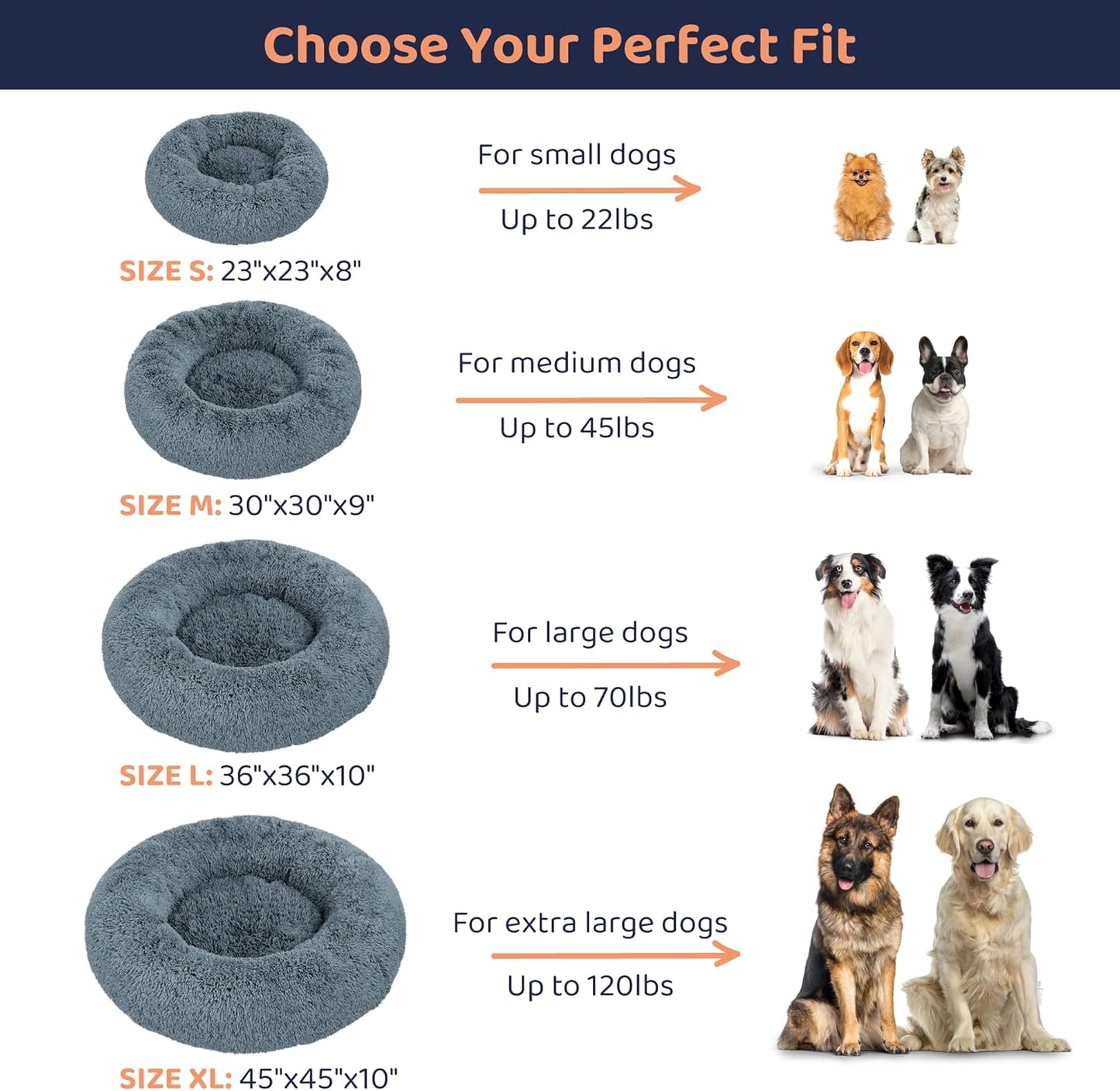 Donut Dog Bed - Premium Comfort for Anxiety Relief - Fluffy & Calming 