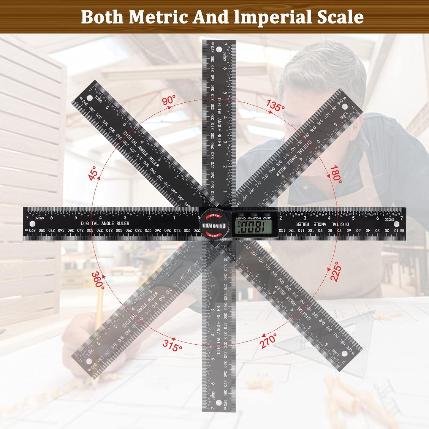 Digital Angle Finder Protractor, Angle Measuring Tool for Woodworking/