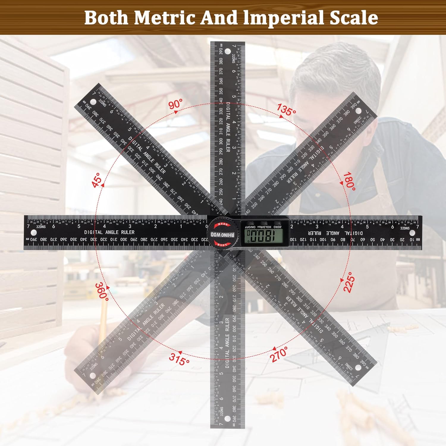 Digital Angle Finder Protractor, Angle Measuring Tool for Woodworking/